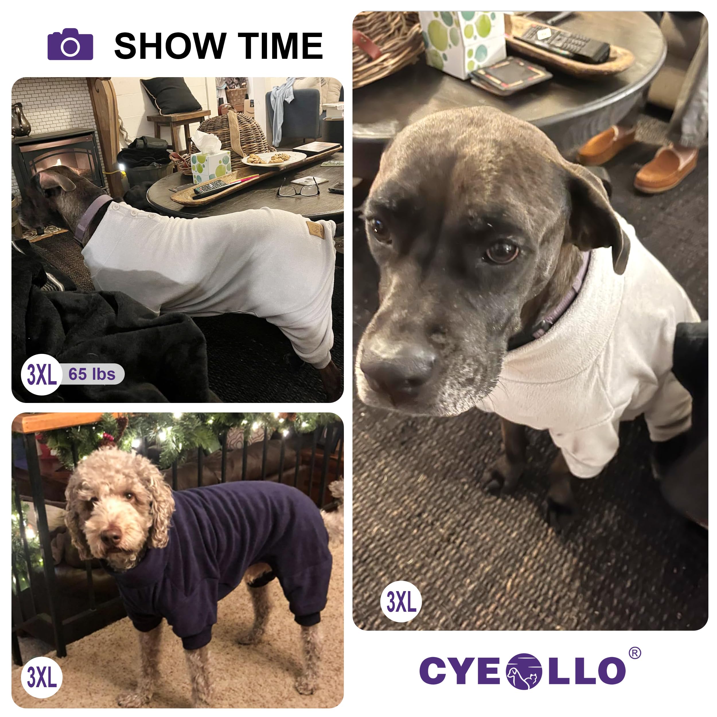 Cyeollo Dog Pajamas Fleece Dog Coat Thermal Dog Pjs Onesie Stretchable Doggie Coat Girl Jumpsuit Dog Clothes For Large Sized Dog