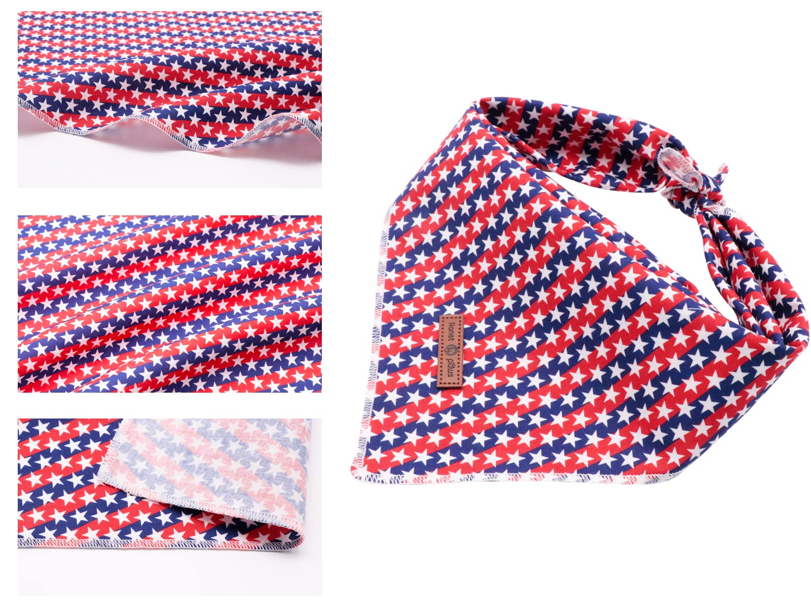 Lionet Paws 4Th Of July Dog Bandanas 2 Pack, American Flag Washable Dog Triangle Bibs Scarf Dog Kerchief,Adjustable Triangle Hol