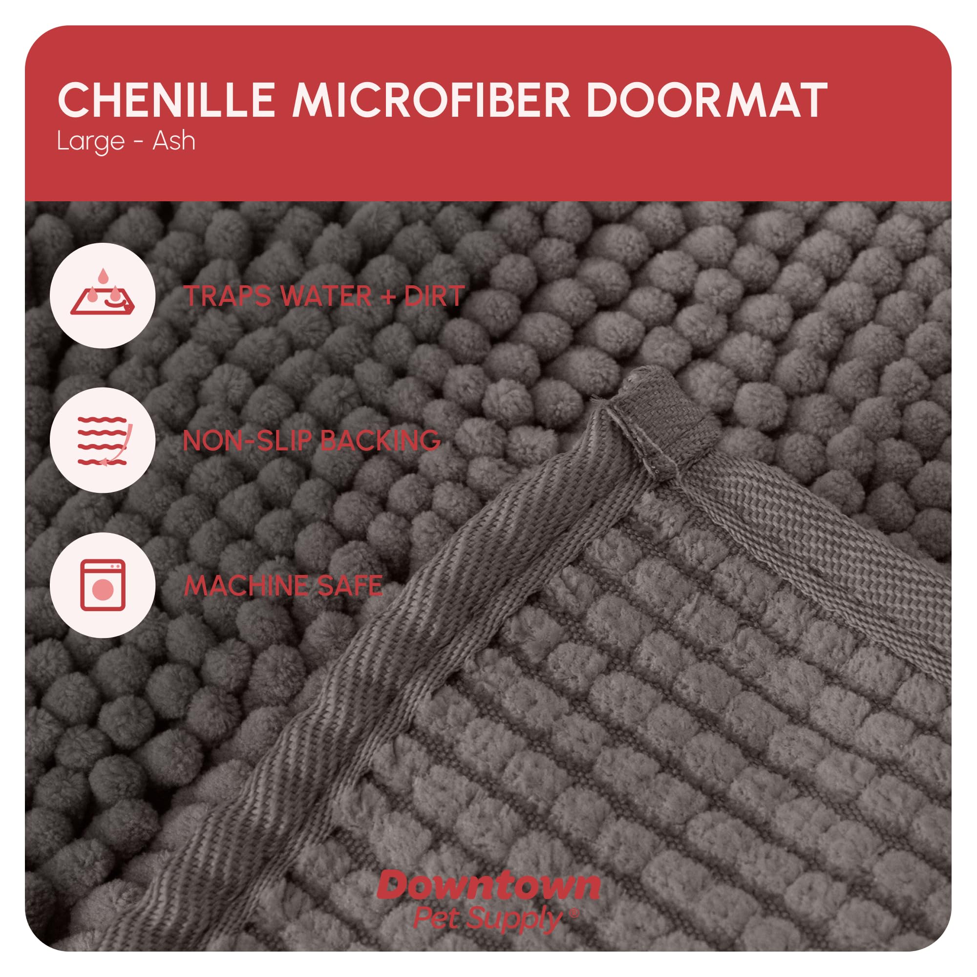 My Doggy Place Microfiber Dog Mat for Muddy Paws, 36 x 26 Ash - Absorbent and Quick-Drying Dog Paw Cleaning Mat, Washer and Drye