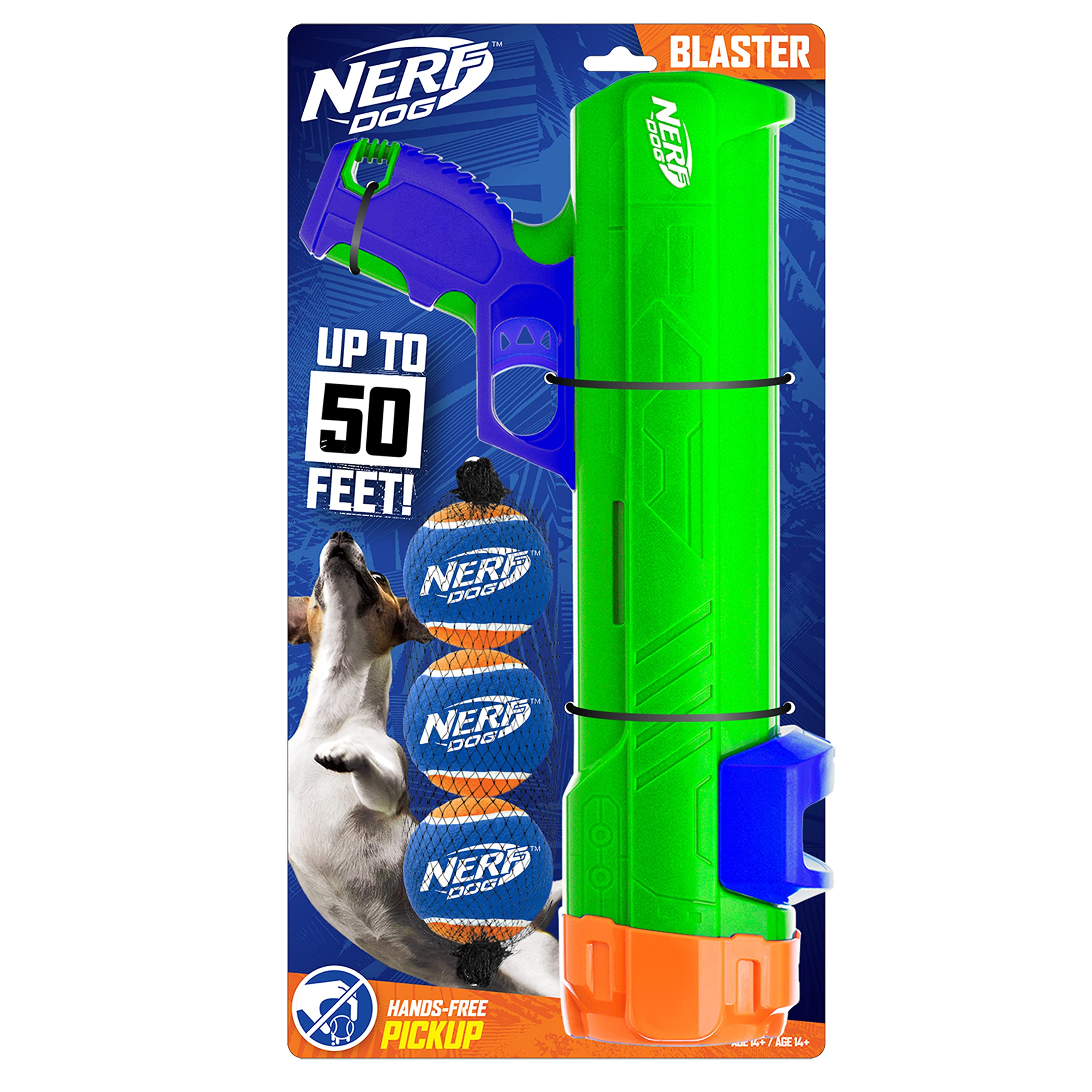 Nerf Dog Tennis Ball Blaster Dog Toy Gift Set, Tennis Ball Dog Fetch Toy Launches up to 50 ft, Dog Ball Thrower for All Breeds I