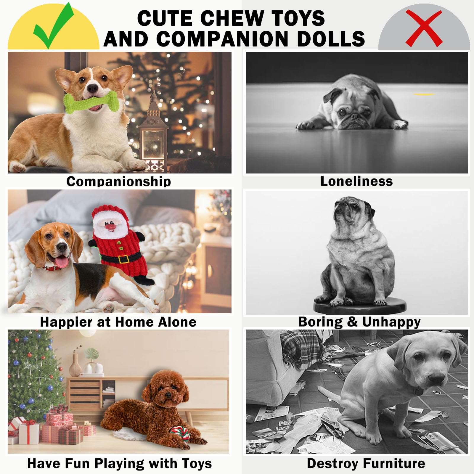 Scenereal Christmas Dog Toys Bulk 20 Pack, Puppy Squeaky Chew Toys For Busy Boredom, Chewing, Teething, Pet Plush Dolls Rope Bal