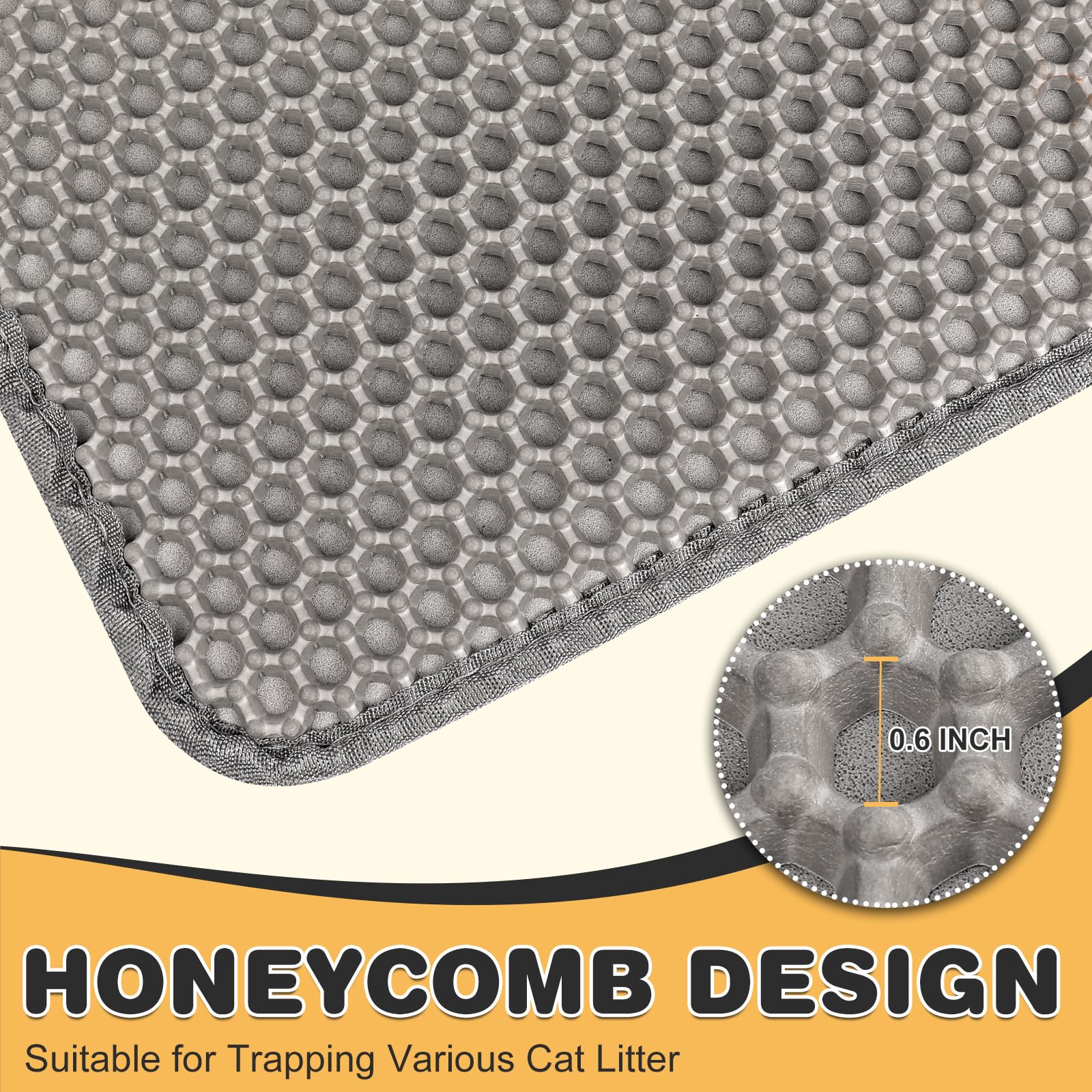 Furwey Cat Litter Mat Double Layer Waterproof Urine Proof Trapping Mat 1 Pack (Gray, 30X24 Inch)