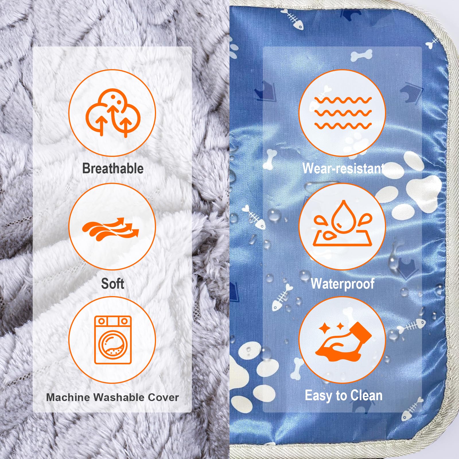 ENJOY PET Pet Heating Pad, Heated Cat Bed Indoor Heated Dog Bed with Chew Resistant Steel Cord, 12 Level Timer and Temperature D