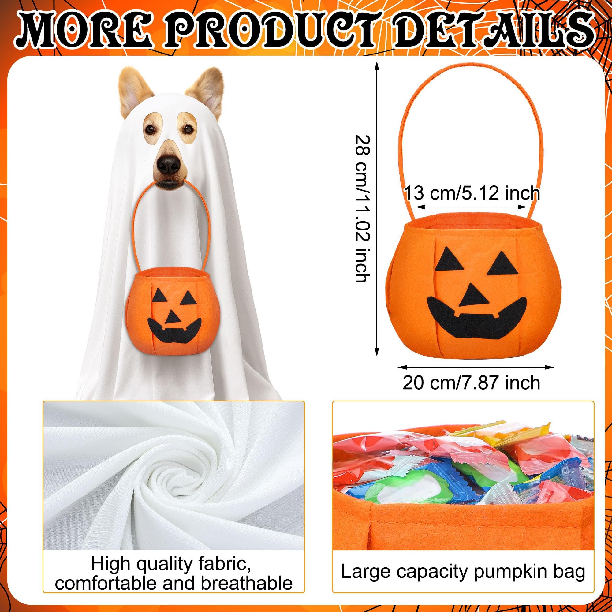 Huhumy 2 Pcs Halloween Dog Costumes with Non Woven Pumpkin Bags White Ghost Costume for Dog Cat Ghost Cosplay Clothes, Cute Part