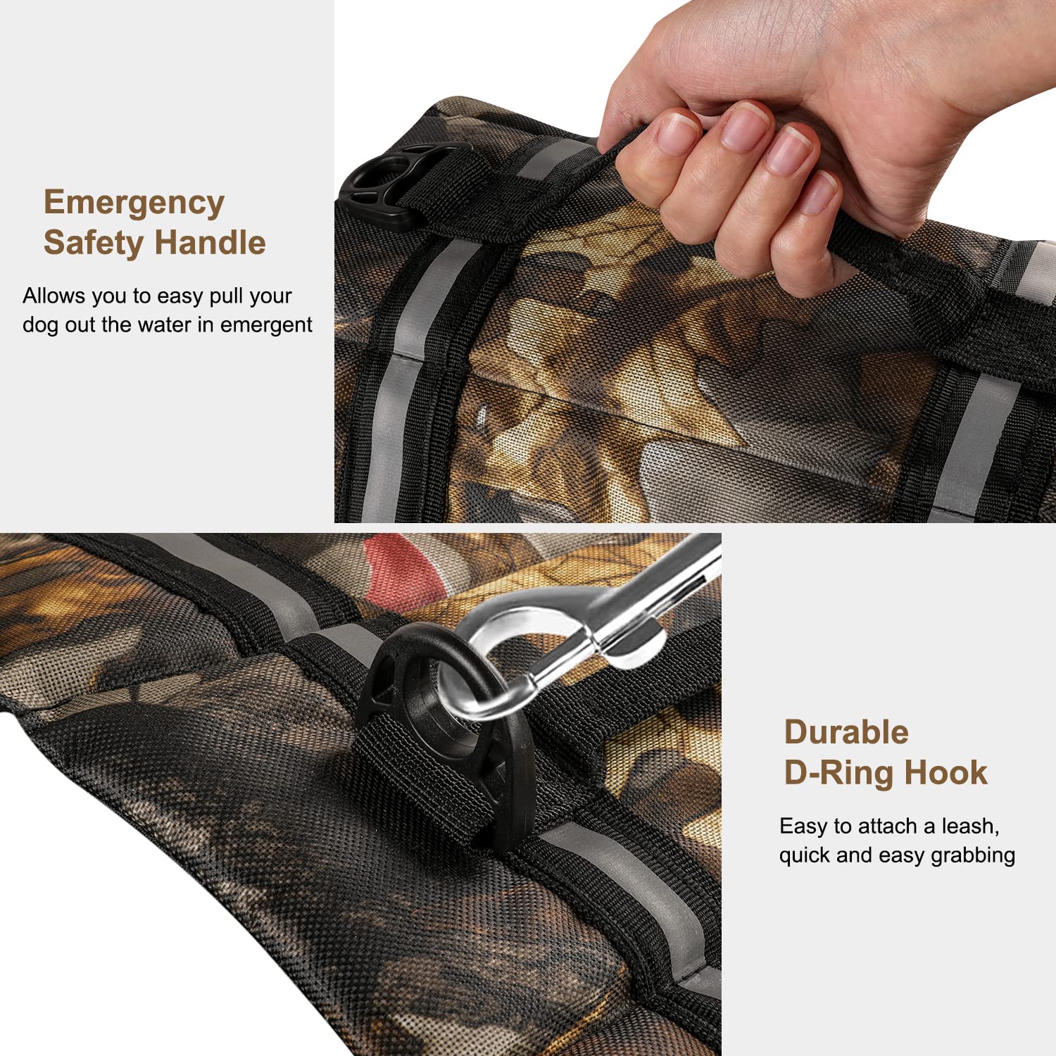 Haocoo Dog Life Jacket Vest Saver Safety Swimsuit Preserver With Reflective Stripes/Adjustable Belt Dogs (Camouflage 1S)