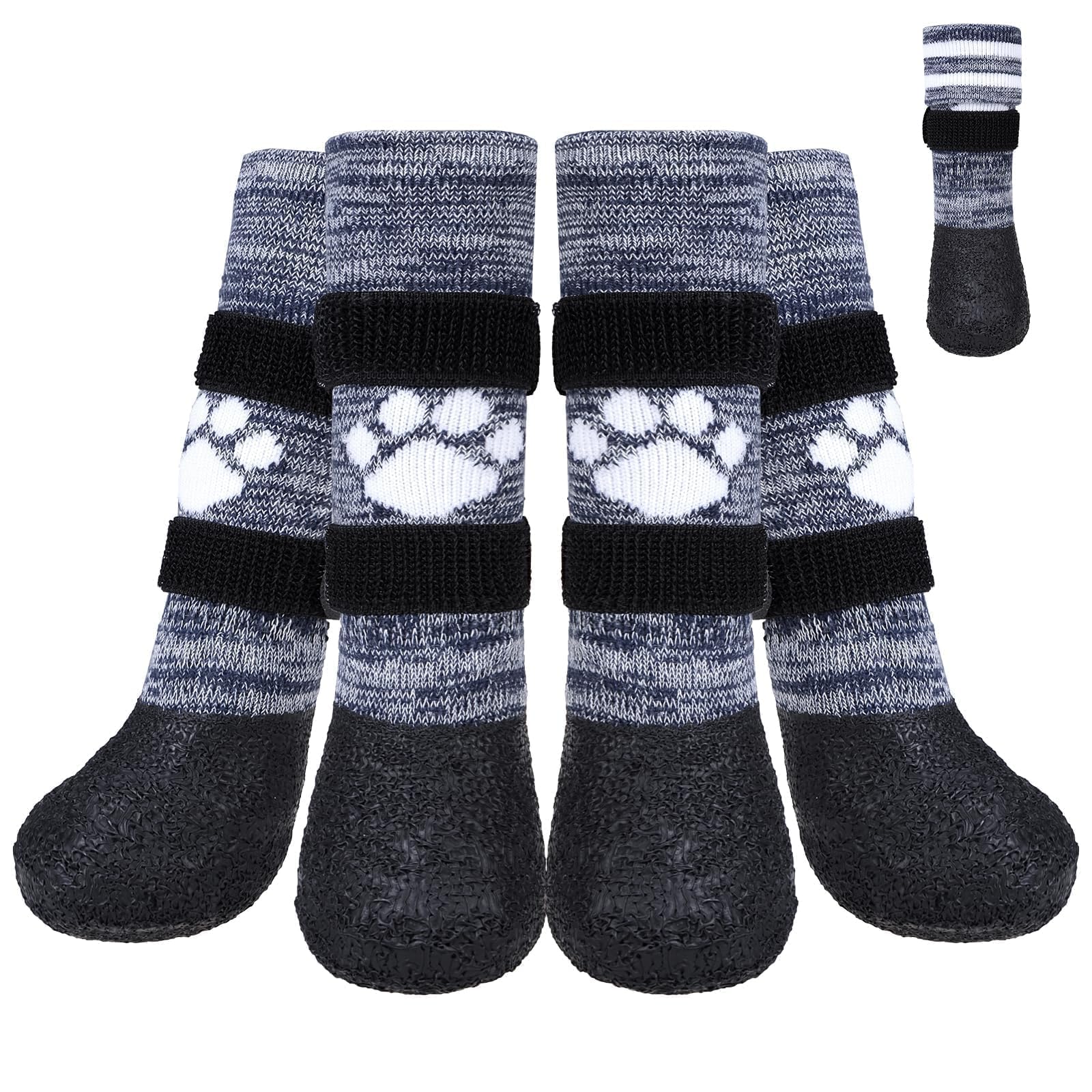 KOOLTAIL Anti Slip Dog Socks to Prevent Licking Paws for Hot/Clod Pavement,Waterproof Long Snow Dog Boots&Paw Protectors with St