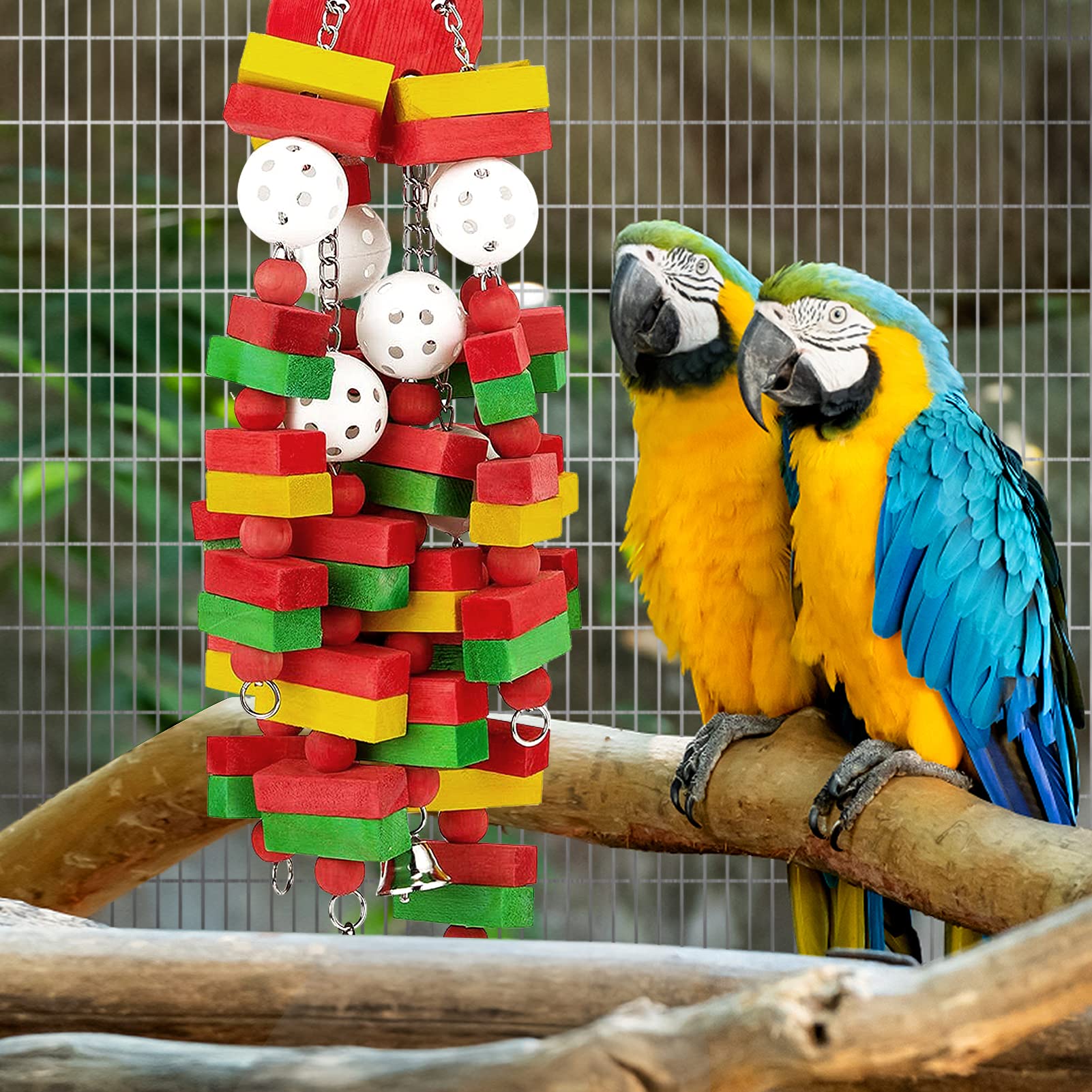 Mewtogo Large Bird Parrot Toys For Cockatoos African Grey Macaws And Amazon Parrots Christmas Bird Gift