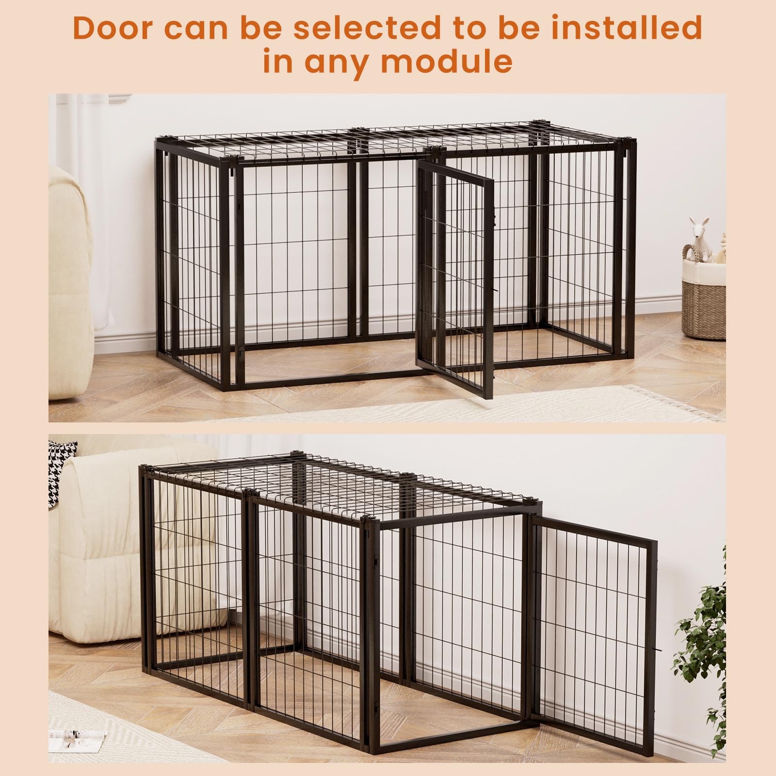 Heavy Duty Large Dog Crate, 47.2' Dog Kennel For Small Medium Dogs, Dog Cage, Dog Kennel, Puppy Dog Playpen With Top, Dog Crate