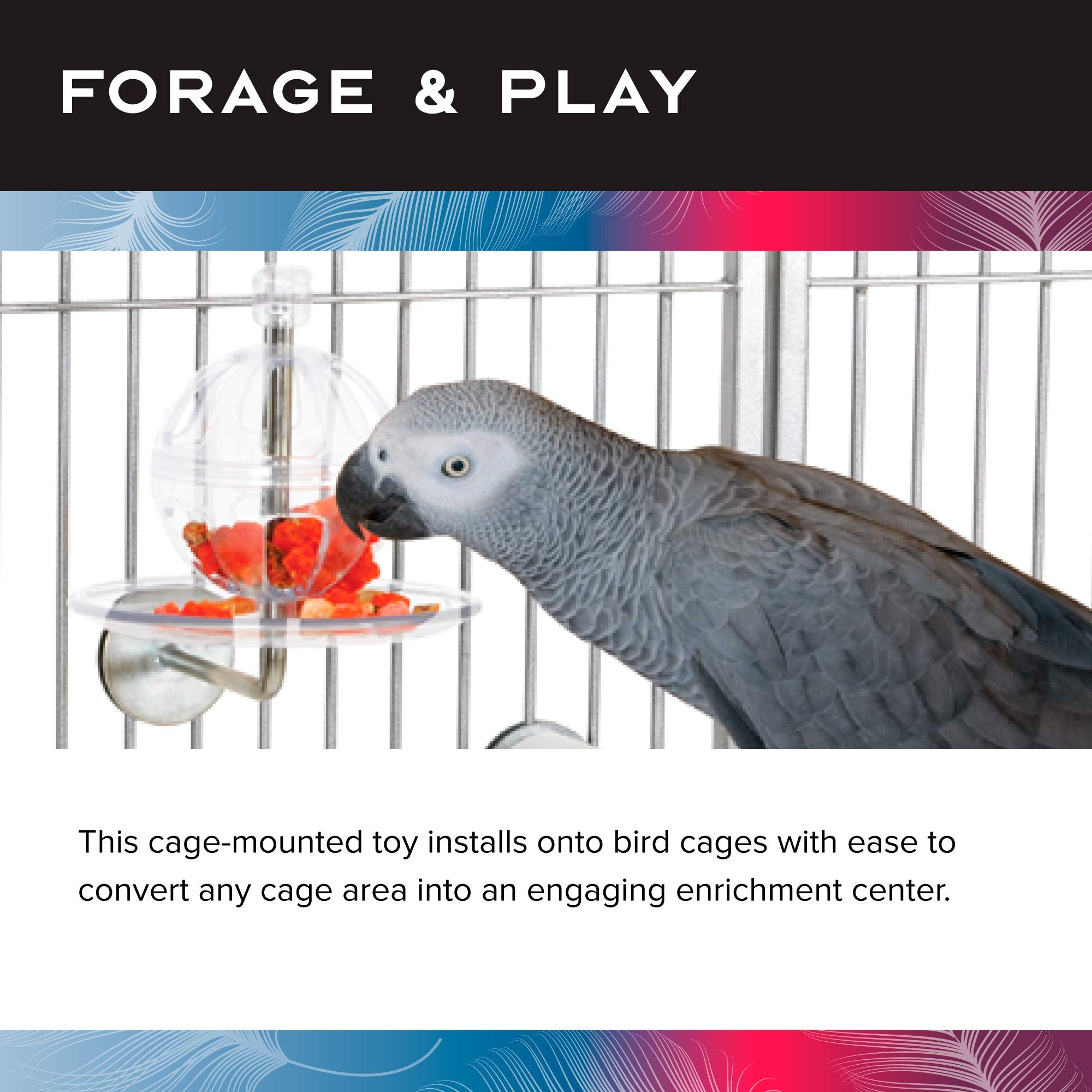 Featherland Paradise - Cage Mounted Buffet Ball - Interactive Bird Toy And Treat Dispenser - Creative Foraging Systems - Ideal F