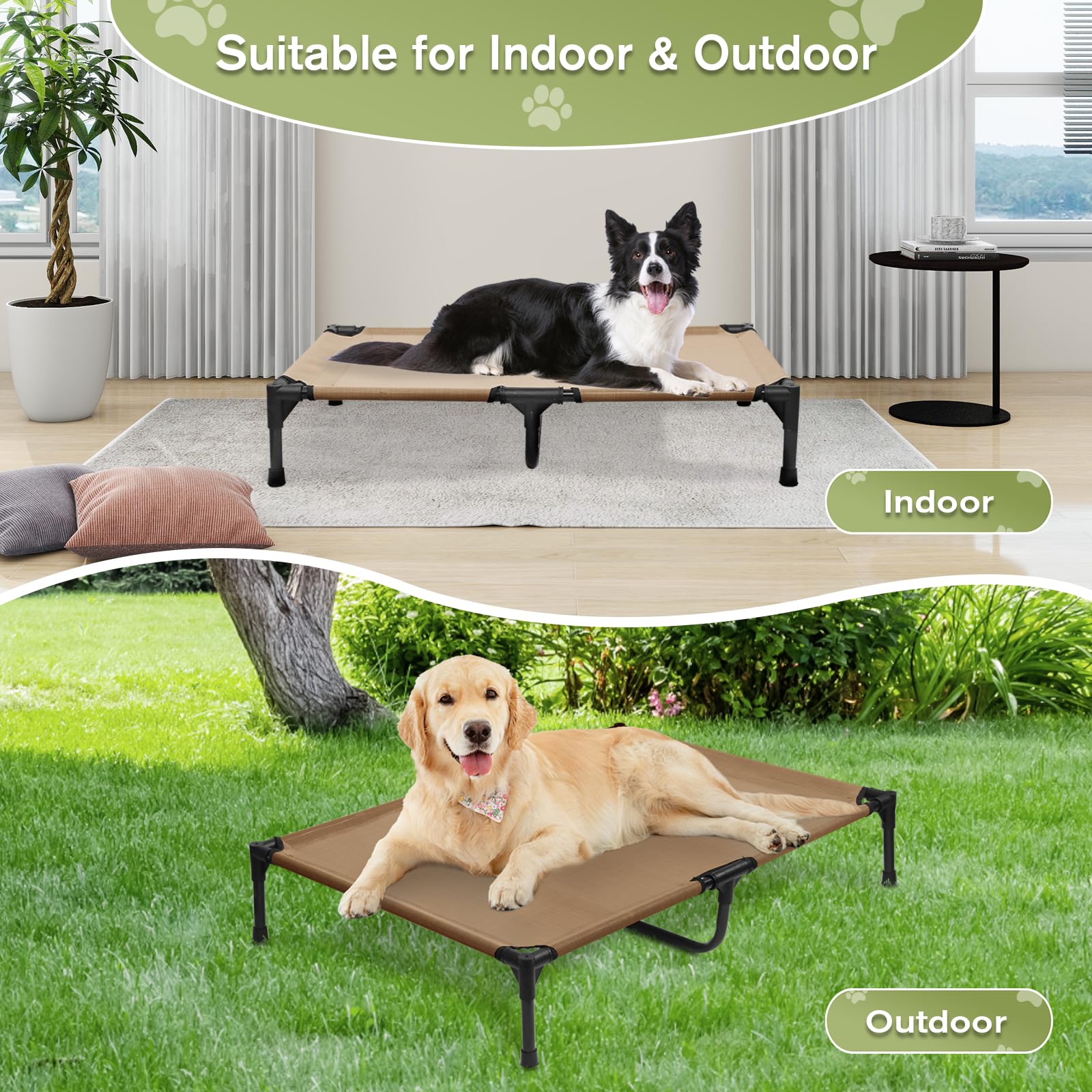 Cooling Elevated Dog Cots Beds For Large Dogs, Outdoor Raised Pet Hammock Beds With Breathale Mesh, Stable Pets Place Bed With N