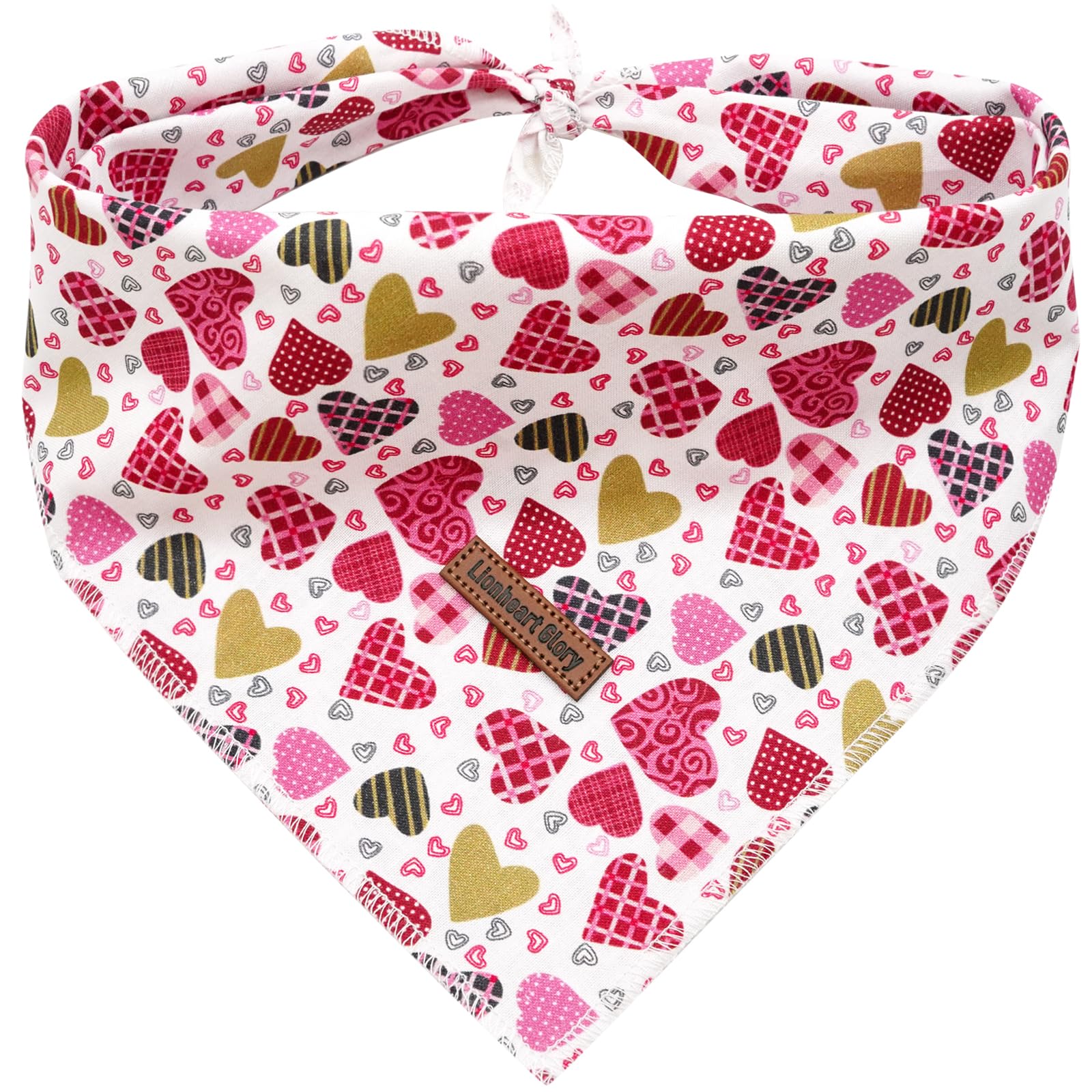 Lionheart Valentine Bandana 1 Pack Washable Soft Dog Scarf, Square Adjustable Dog & Cat Scarf