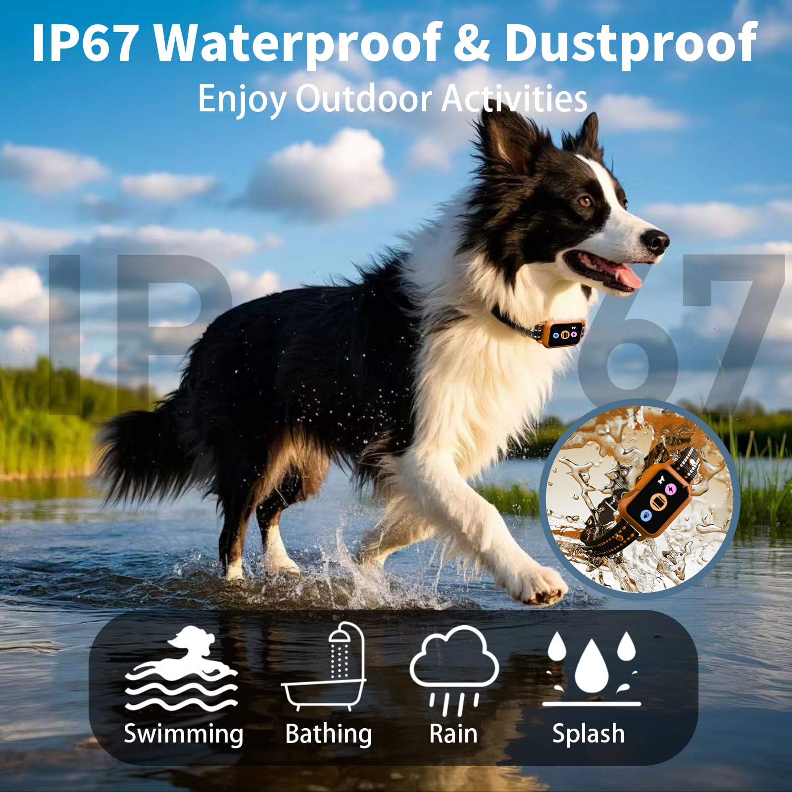 Frayo Shock Collar For Dogs - Upgraded Dog Training Collar With Remote Control 5 Modes With Step Counting & Smart Color Screen 3