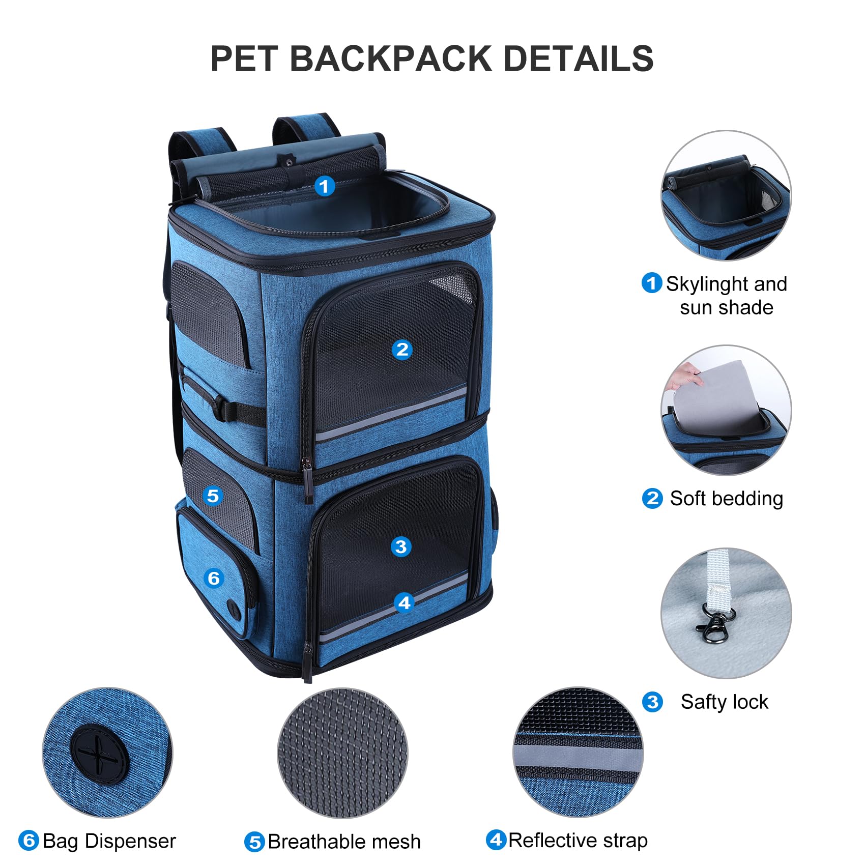 Double Cat Carrier For 2 Cats,Dog Backpack Carrier For Medium Dogs,Double Compartment Pet Carrier Backpack For Dual Pets,For Out