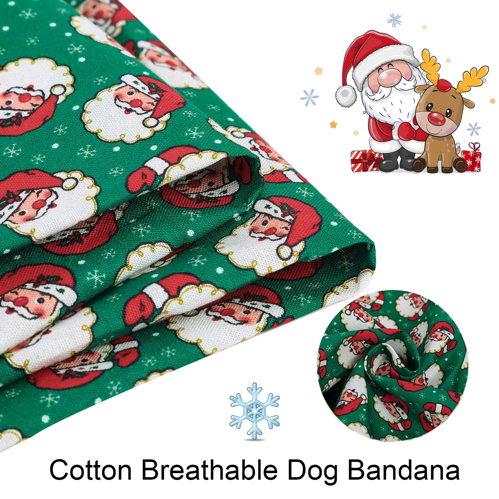 Aring Pet Christmas Dog Bandana & Cat Scarf - Comfortable Green Santa Claus Triangle Bibs For Small To Large Pets