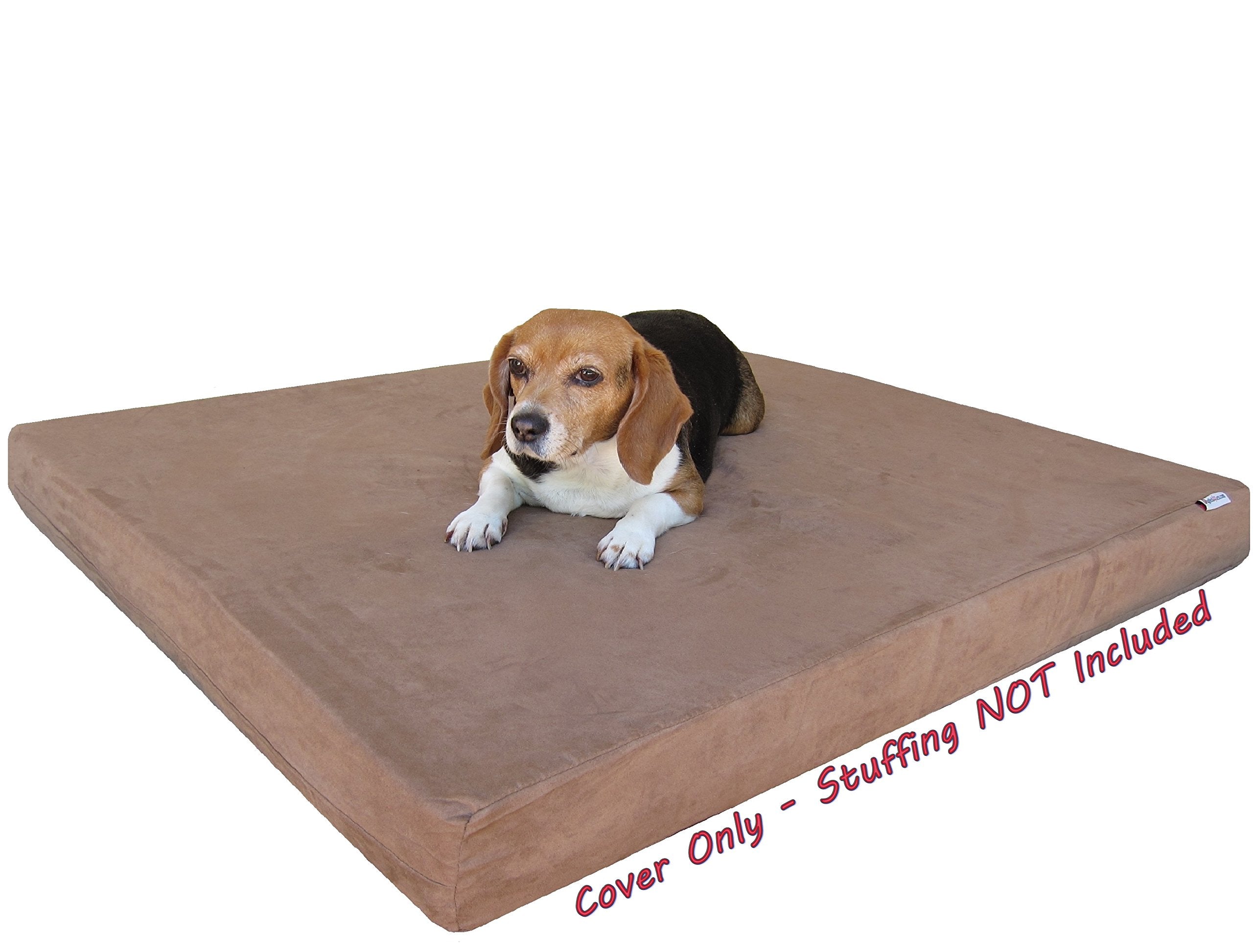 Dogbed4less DIY Pet Bed Pillow Brown Microsuede Duvet Cover and Waterproof Internal case for Dog and Cat at 37X27X4 Inch - Cover