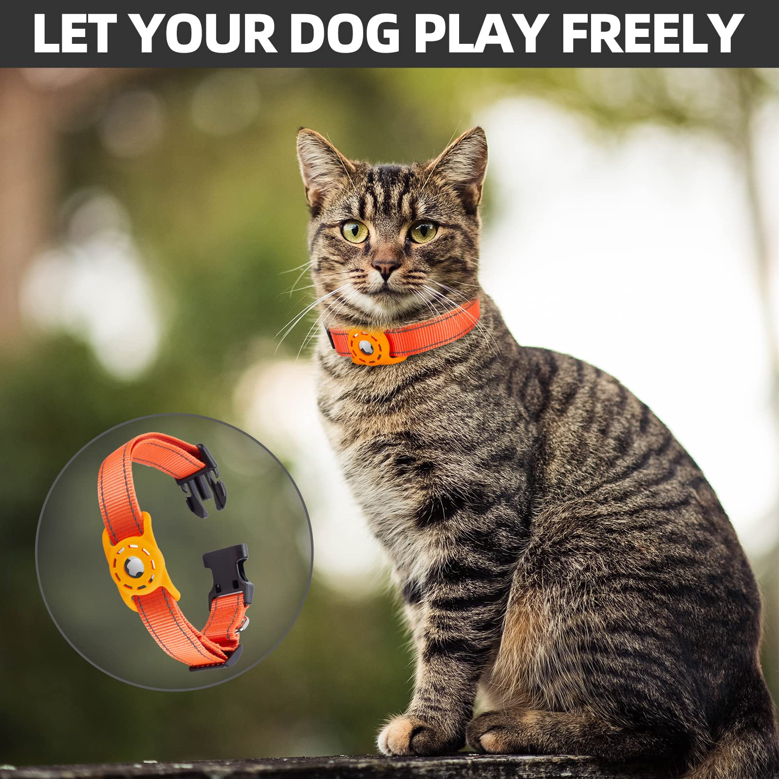 Konity Airtag Cat Collar, Compatible With Apple 2021, Nylon Pet Kitten Puppy Collar With Silicone Holder For Small Dogs, Orange,Xs: 8''-12'' Neck