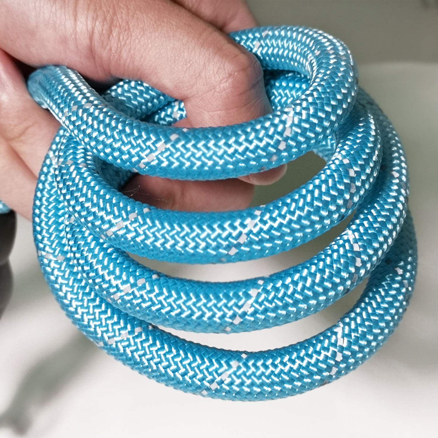 Vldco 10 Ft Strong Dog Leash Extra Heavy Duty Rock Climbing Rope Comfortable Padded Handle Highly Reflective Threads For Small Medium Large Dogs, 1/2 Inch Diameter (Blue)