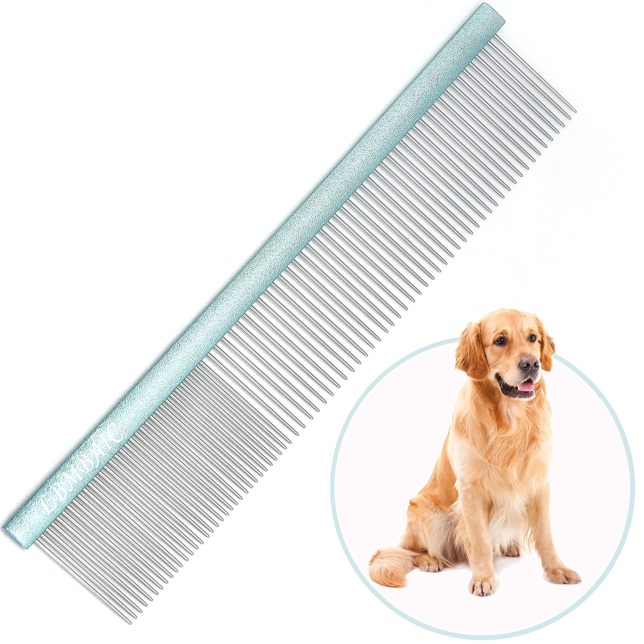 Lbmbaic 10Inches Large Dog Grooming Comb For Shedding Matted Hair For Large Dogs Metal Dog Comb With Long Wide Tooth Comb For Poodles And Goldendoodles Reduce Tangles,Mats And Knots.(Blue)
