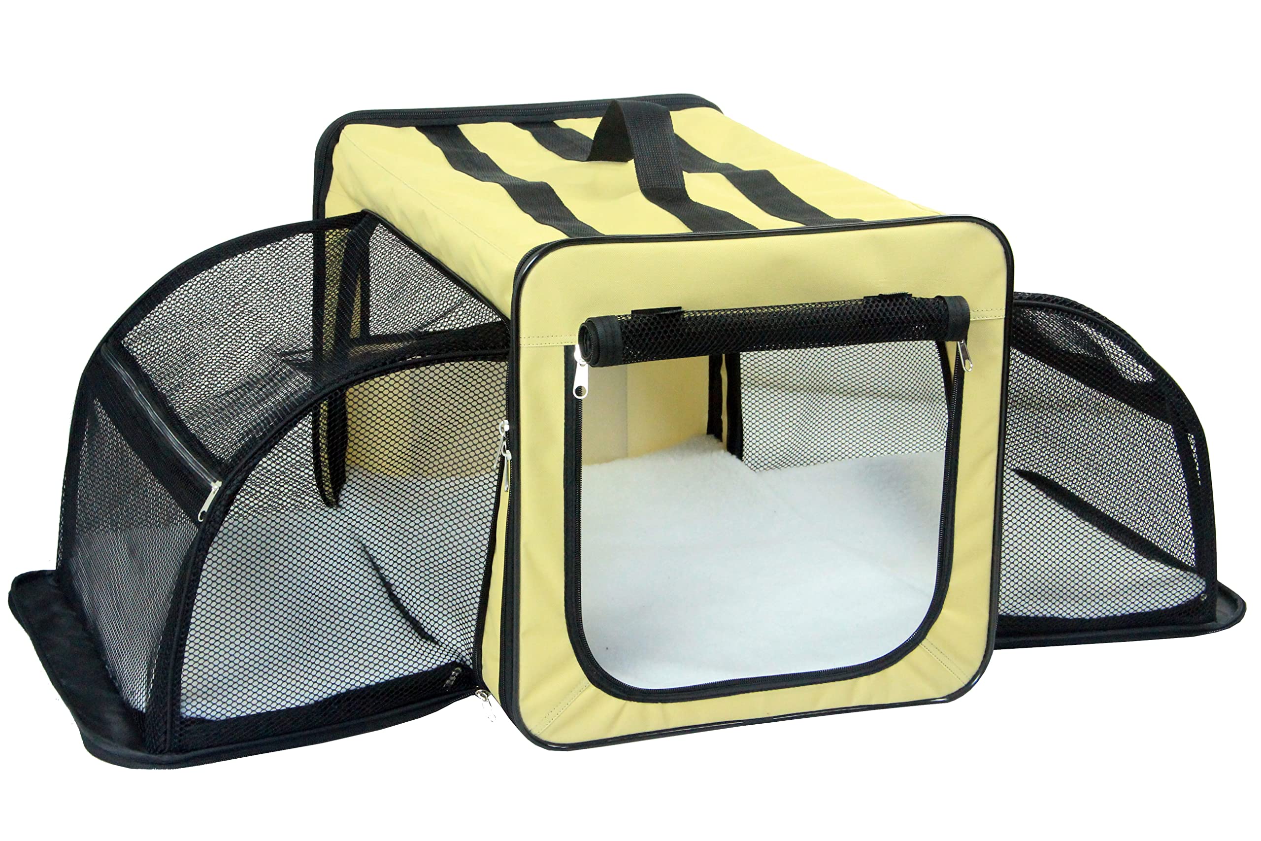 Pet Life Capacious Dual-Expandable Wire Folding Lightweight Collapsible Travel Pet Dog Crate(D0102H7030Y.)