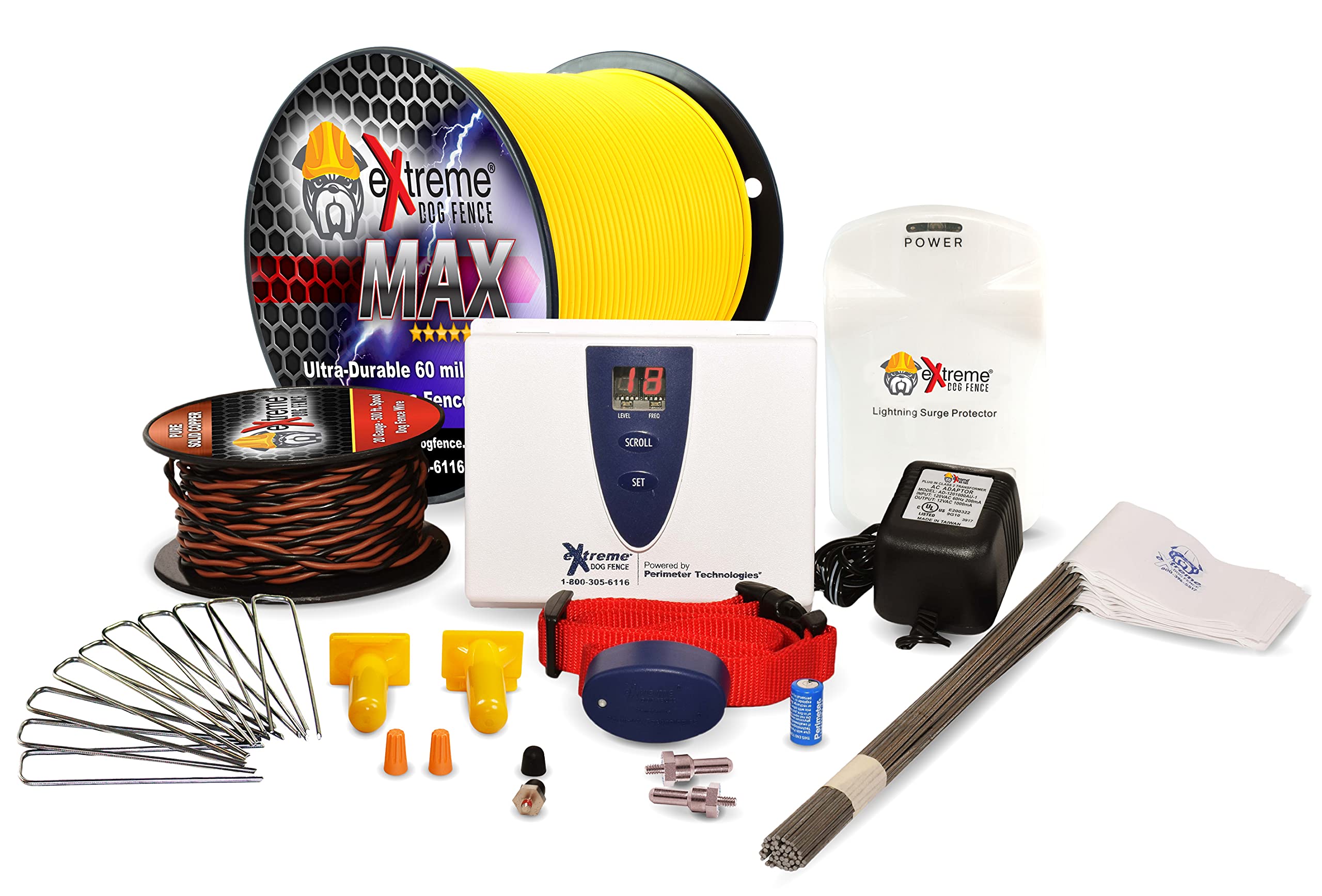 Extreme Dog Fence Max Grade Electric Dog Fence - 1 Dog Kit - 2000 Feet Of Heavy Duty -Plus Maximum Duty Wire For Ultimate Perfor