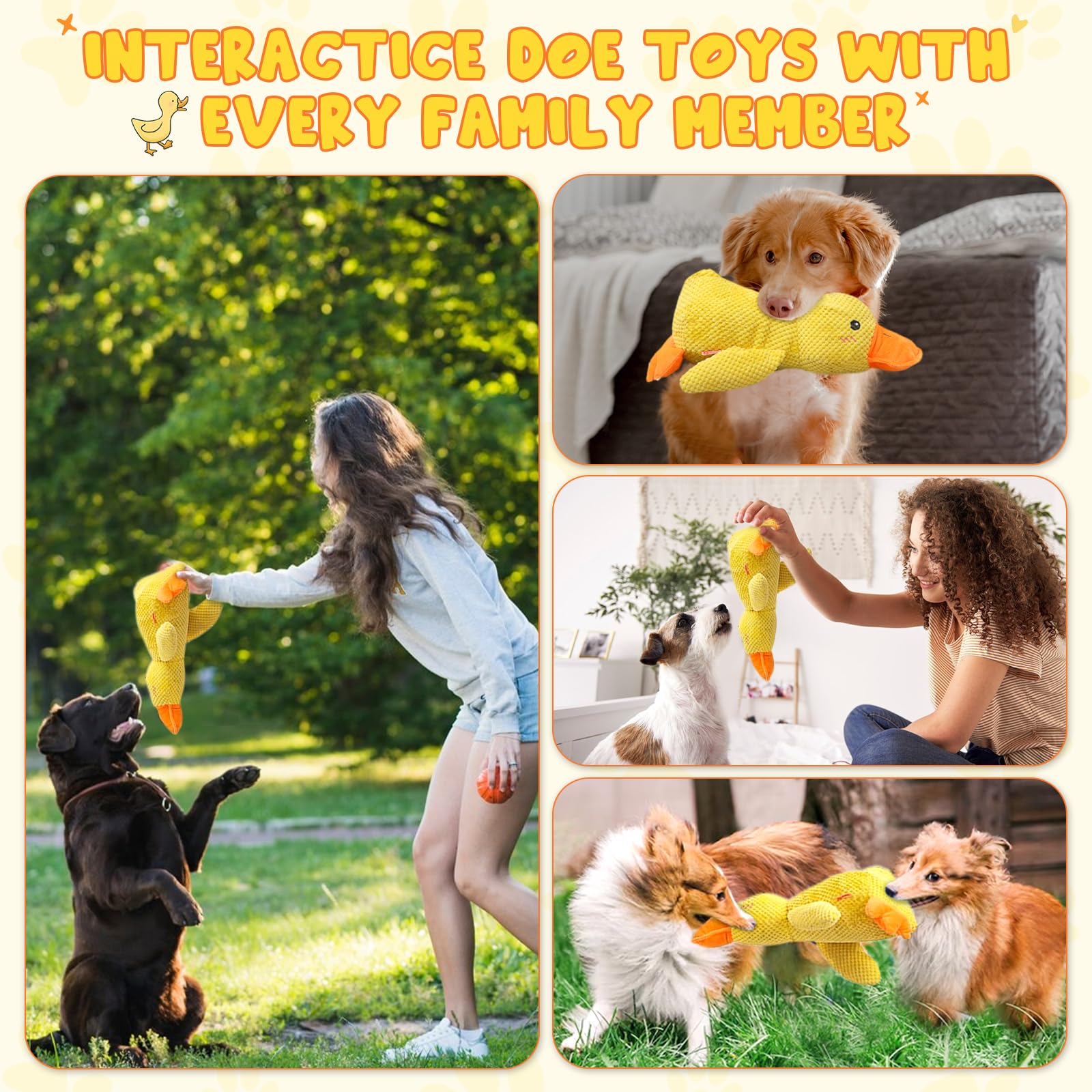 2025 Upgraded Quack-Quack Duck Dog Toy, Small Dogs Emotional Support Duck Calming Duck Dog Toy, Yellow Calming Duck Toy For Dogs