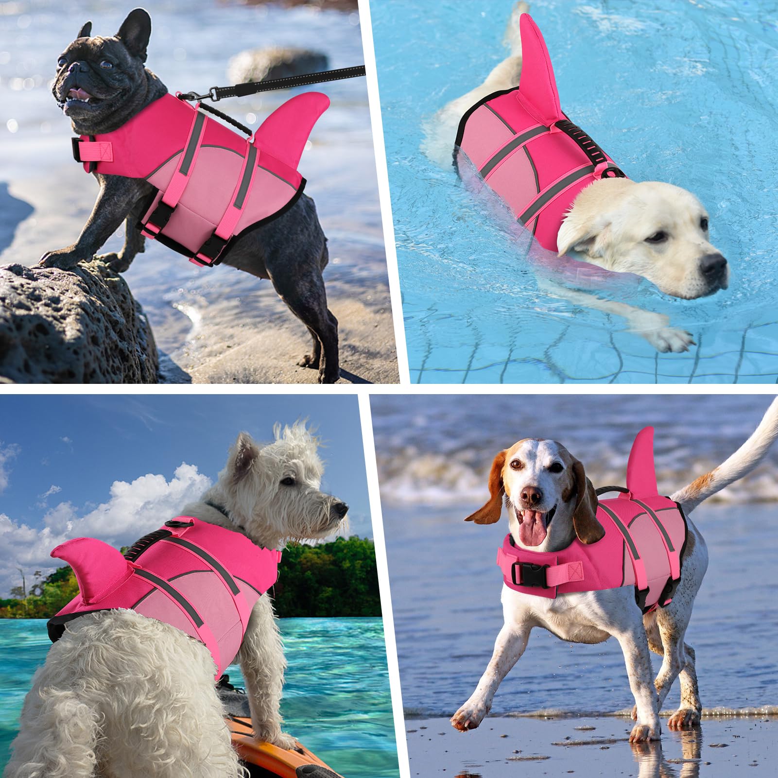 Doglay Ripstop Shark Dog Jacket With Superior Buoyancy And Rescue Handle, Adjustable Dog Vest For Swimming And Boating, Pet Flot