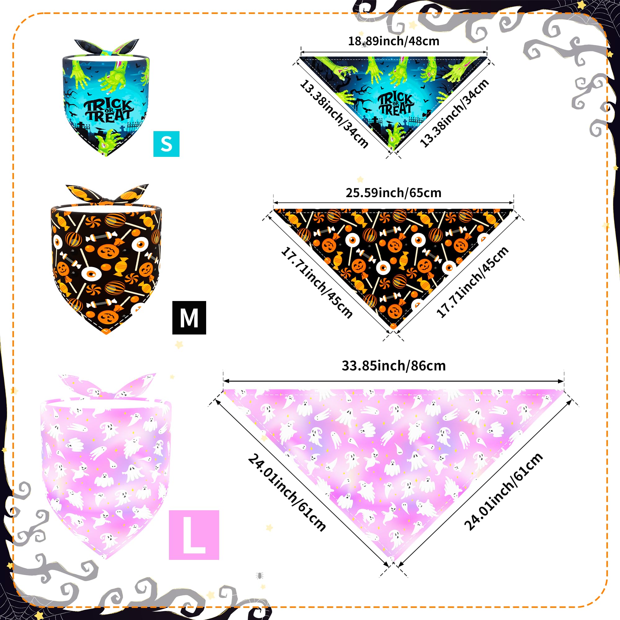 Pai Sence Halloween Dog Bandanas For Small Dogs 7 Pack Adjustable Dog Bandanas For Puppy 18 Inch Dogs Scarves For Cats Breed Gro