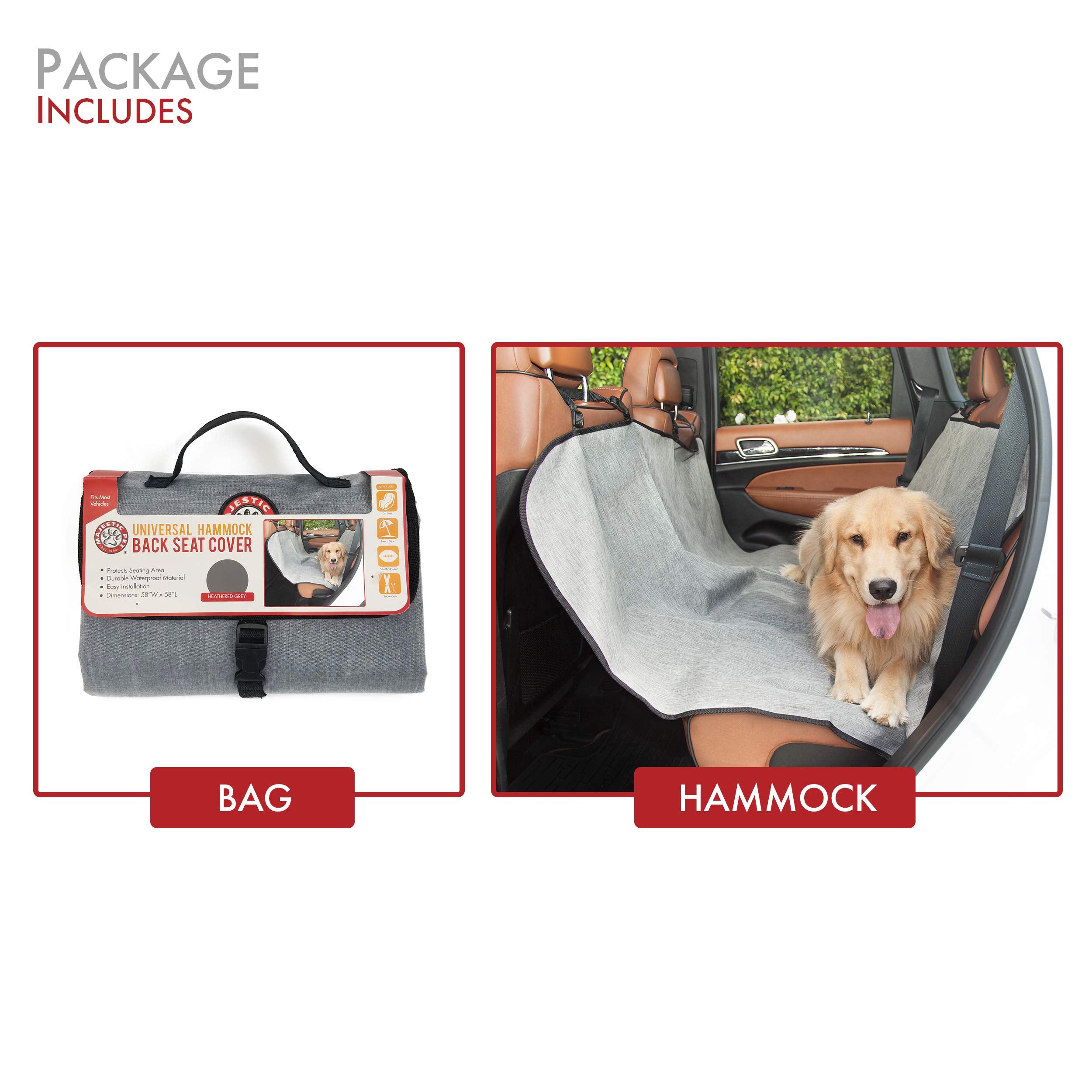 Grey Universal Waterproof Hammock Back Seat Cover By Majestic Pet Products