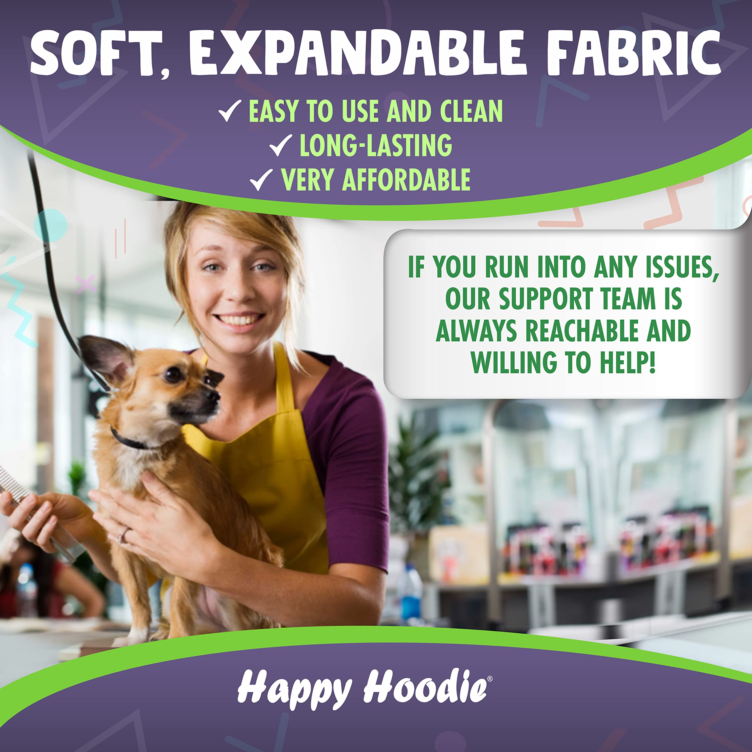 Happy Hoodie The Original Calming Band For Dogs & Cats - 2 Pack (1 Small, 1 Large) - For Anxiety Relief & Calming Dogs - Noise C