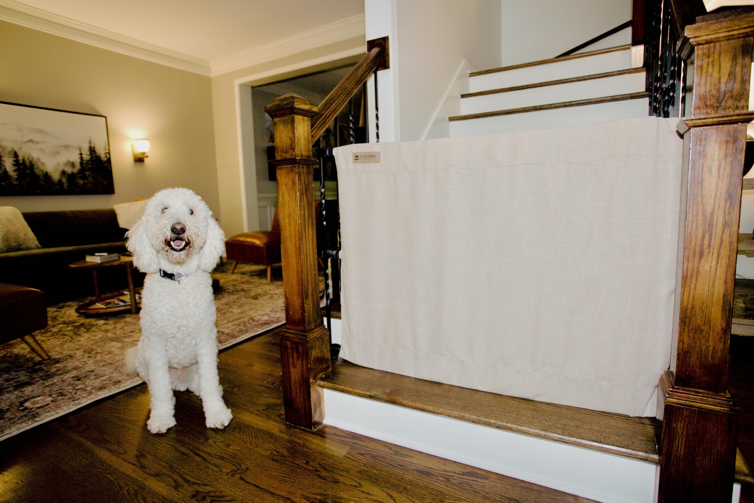The Stair Barrier First Fabric Banister to Banister Baby Gates for Stairs 36   -42    Wide x 32    Tall- No Drill Baby Gate for 