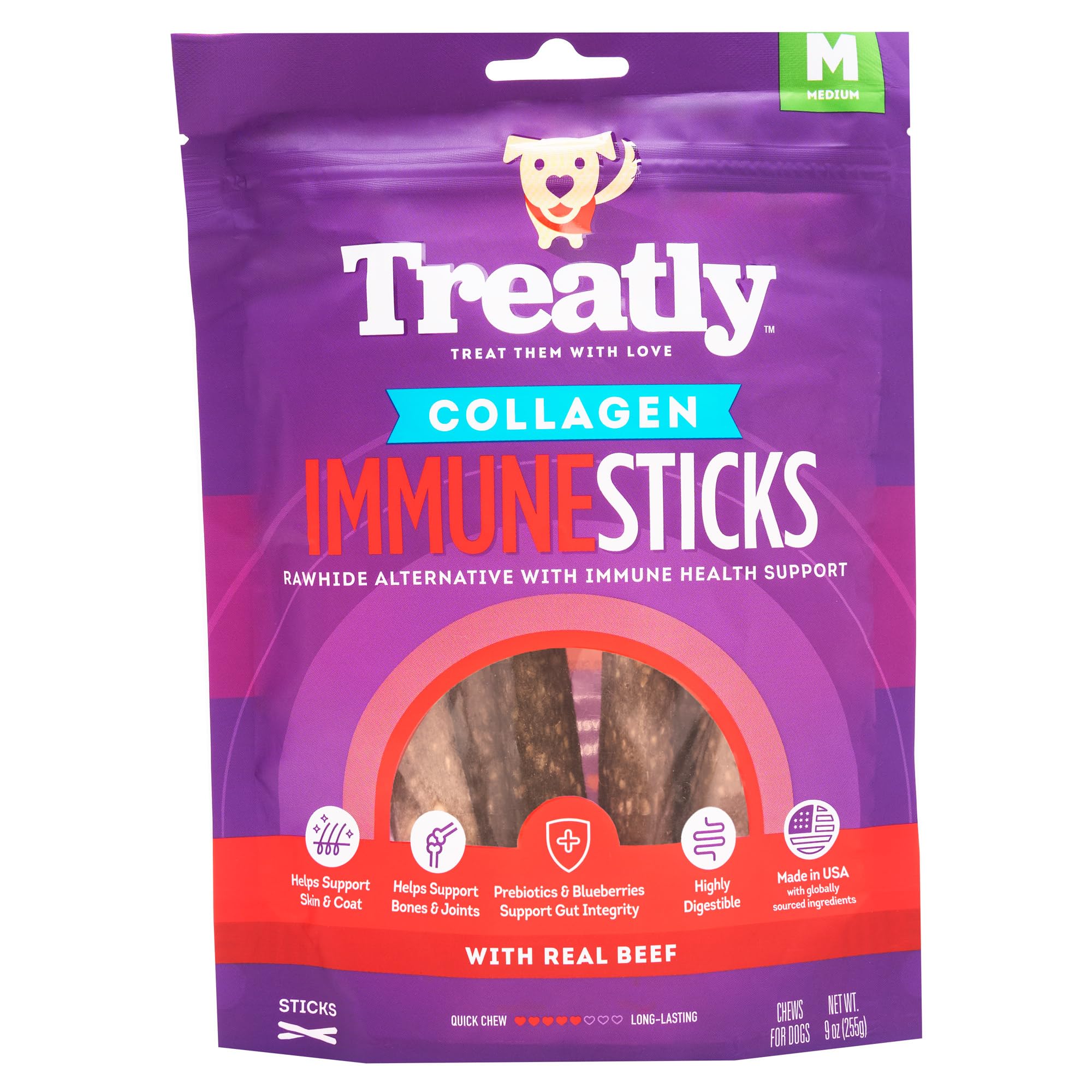 Treatly Collagen Smart Sitcks Dog Treats - Beef Flavor, 9oz/1 Pack