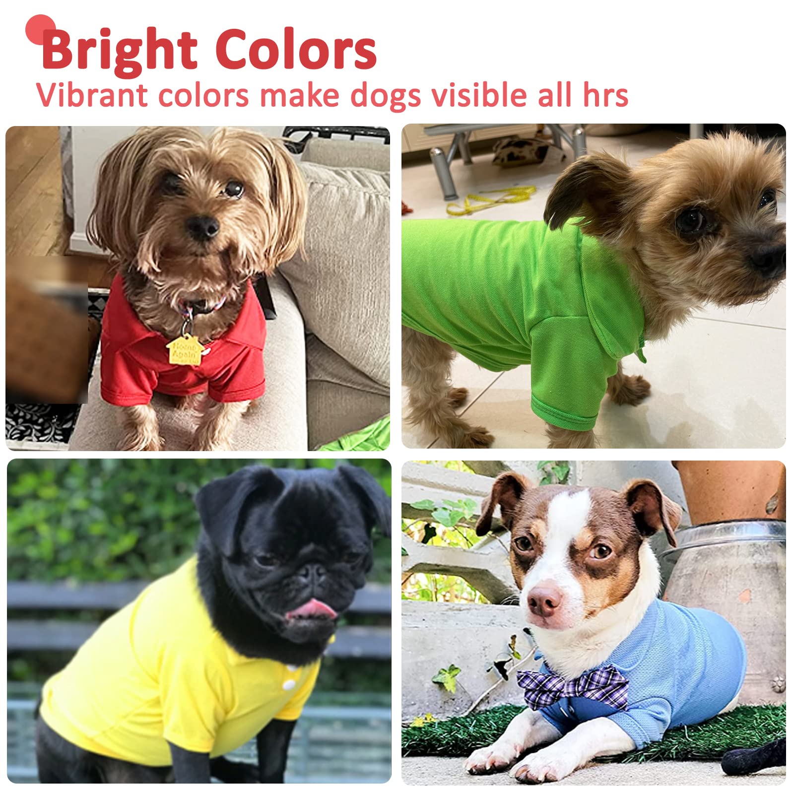 Doggyzstyle 4 Pieces Dog Shirts Collared Polo T-Shirts For Small Medium Dogs Cats Boy Girl Dog Clothes Breathable Doggy Sweatshi