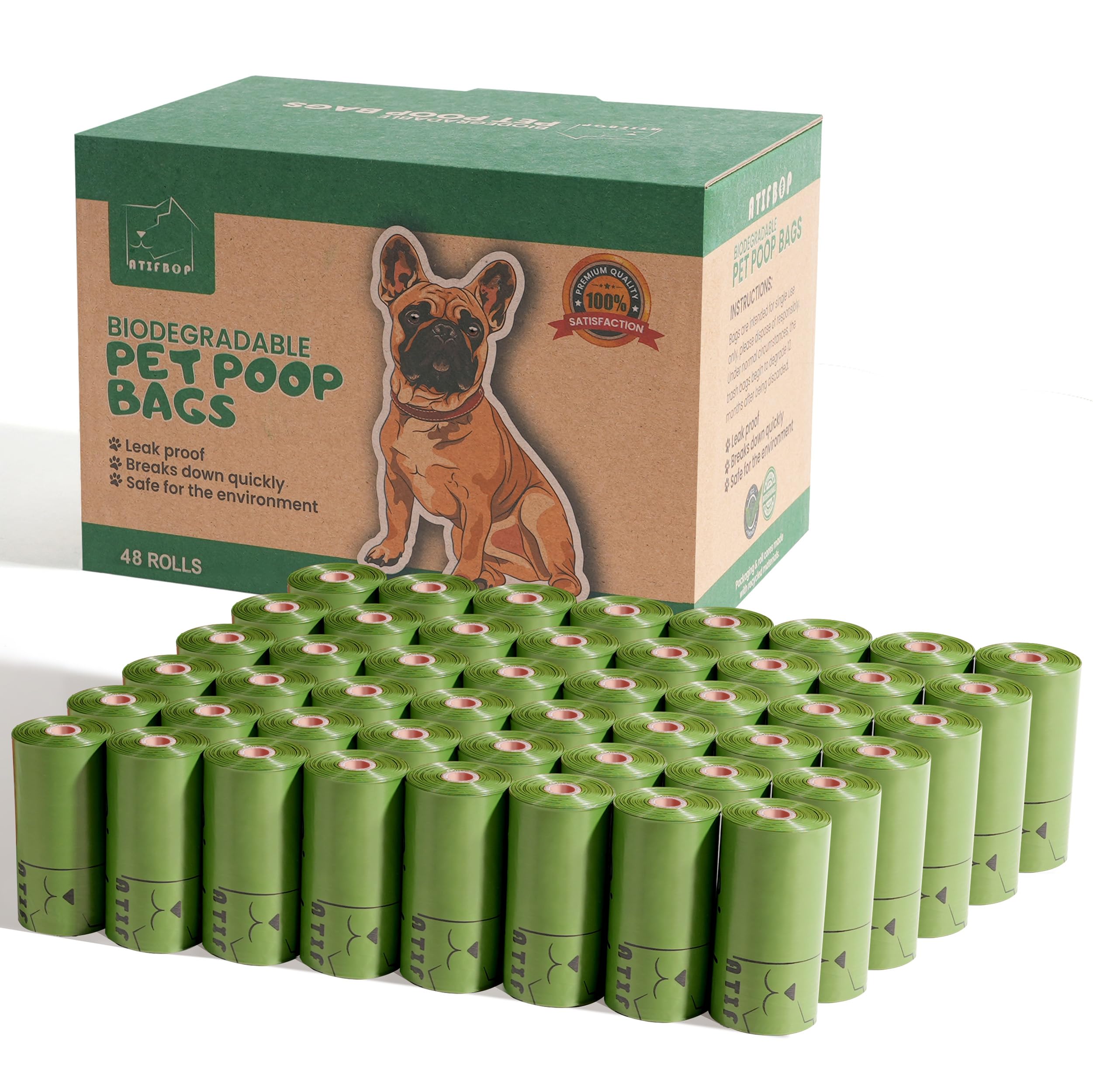 Atifbop Biodegradable Dog Poop Bags 720 Count 48 Rolls, Leak Proof And Thicken Pet Poop Bag (Scented)