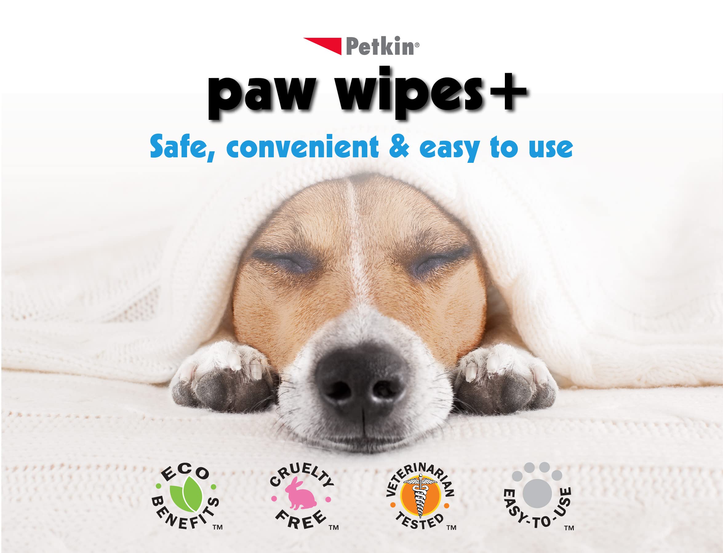 Petkin Paw Wipes Plus, 100 Orange Scented Wipes - Absorbent Pet Paw Wipes Remove Daily Dirt & Odors - Enriched With Paw Balm Protectant - Easy To Use Pet Wipes For Dogs, Cats, Puppies & Kittens