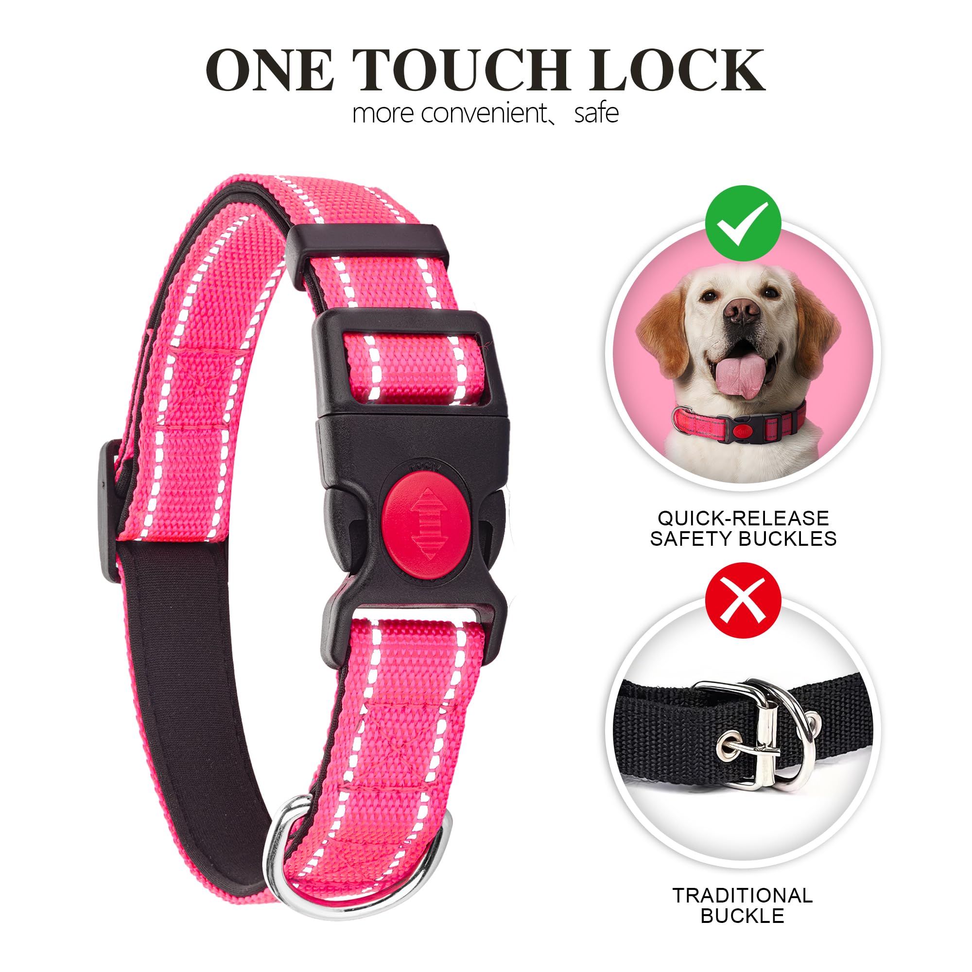 2 Pack Reflective Dog Collar For Large Dogs Girl Boys,Female Male,Nylon Dog Collars For Puppy Small Medium Dogs With Quick Relea