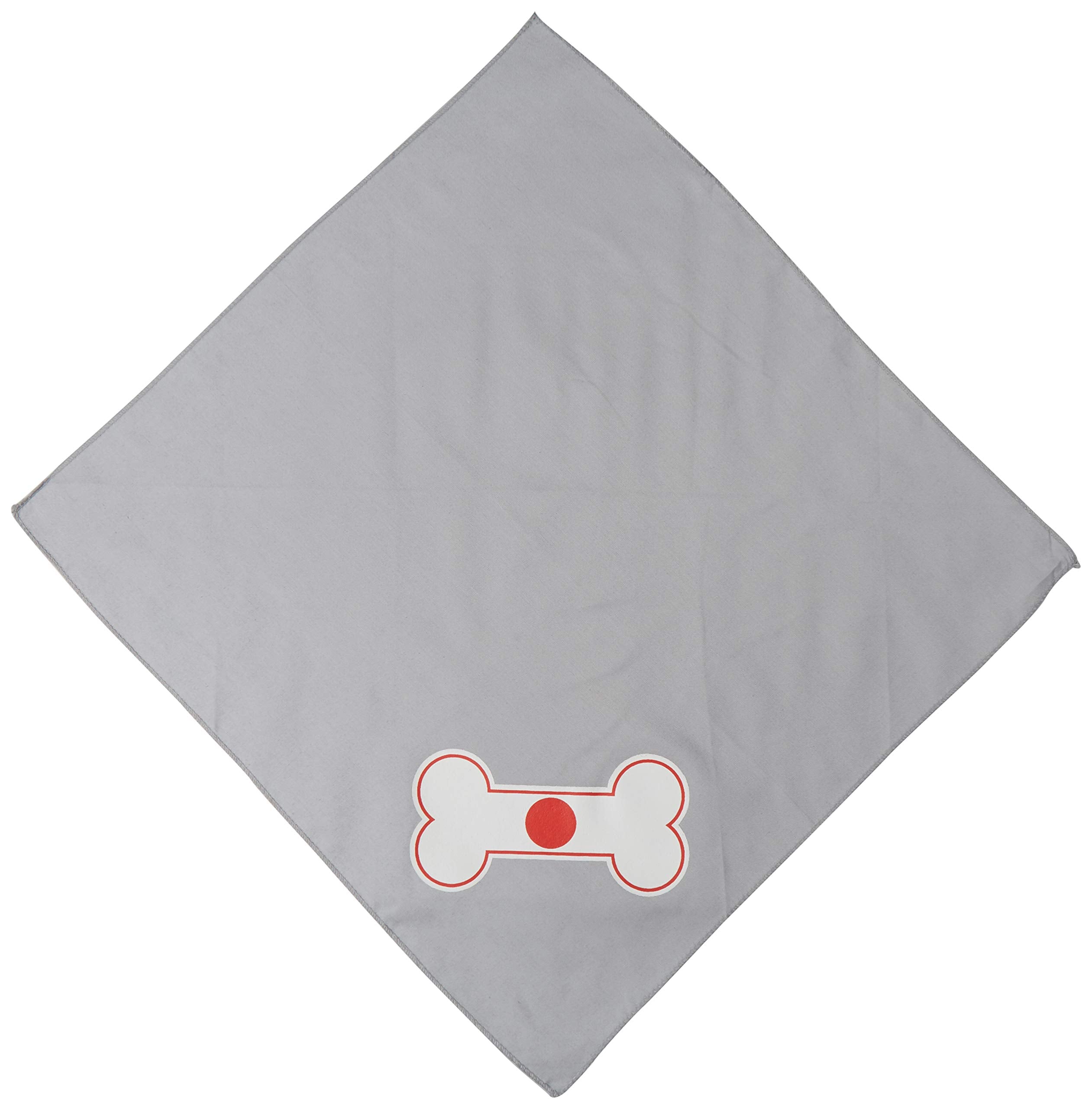 Pet and Dog Bandana Screen Printed, &quot;Bone Shaped Flag Japan&quot; Grey Small