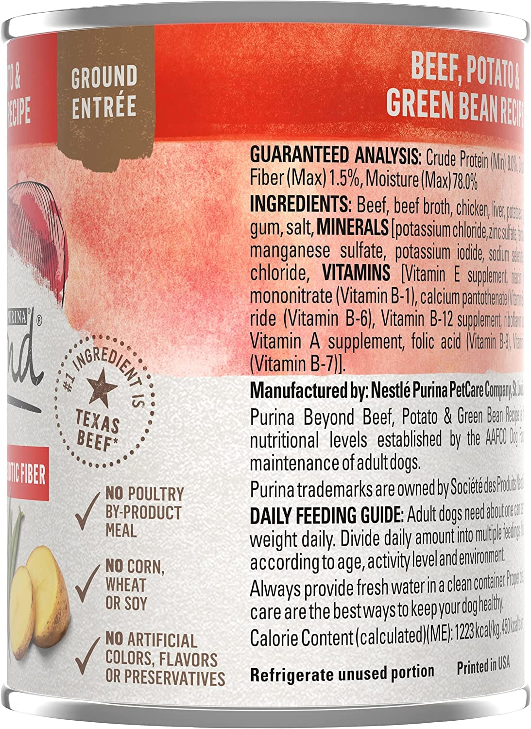 Purina Beyond Grain Free Beef, Potato & Green Bean Recipe Ground Entree Adult Wet Dog Food 13 Ounce (Pack of 6)
