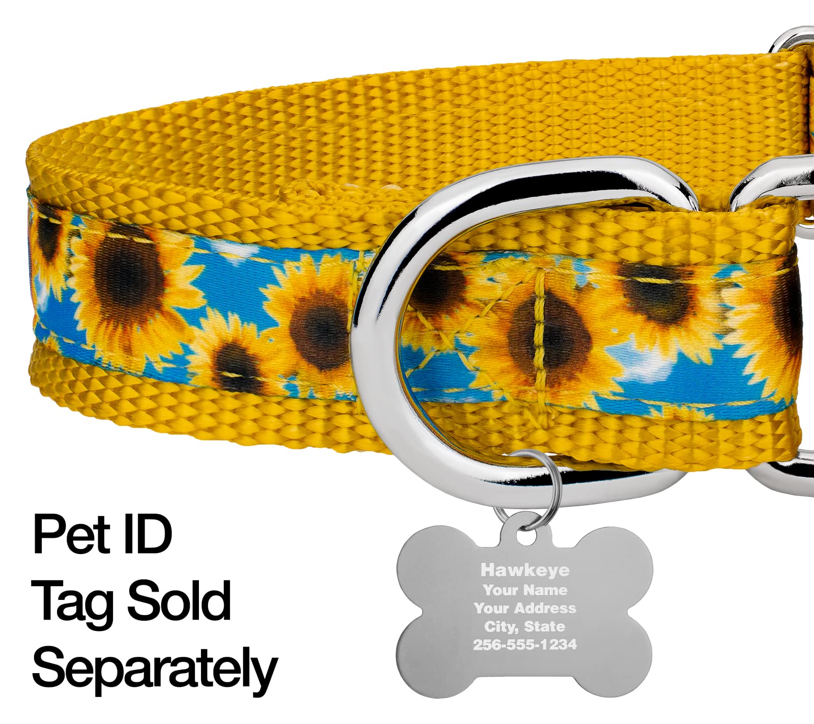 Country Brook Petz - Sunflowers Signature Martingale Dog Collar - Each Collar You Buy, A Collar Is Donated To A Shelter (1 Inch,