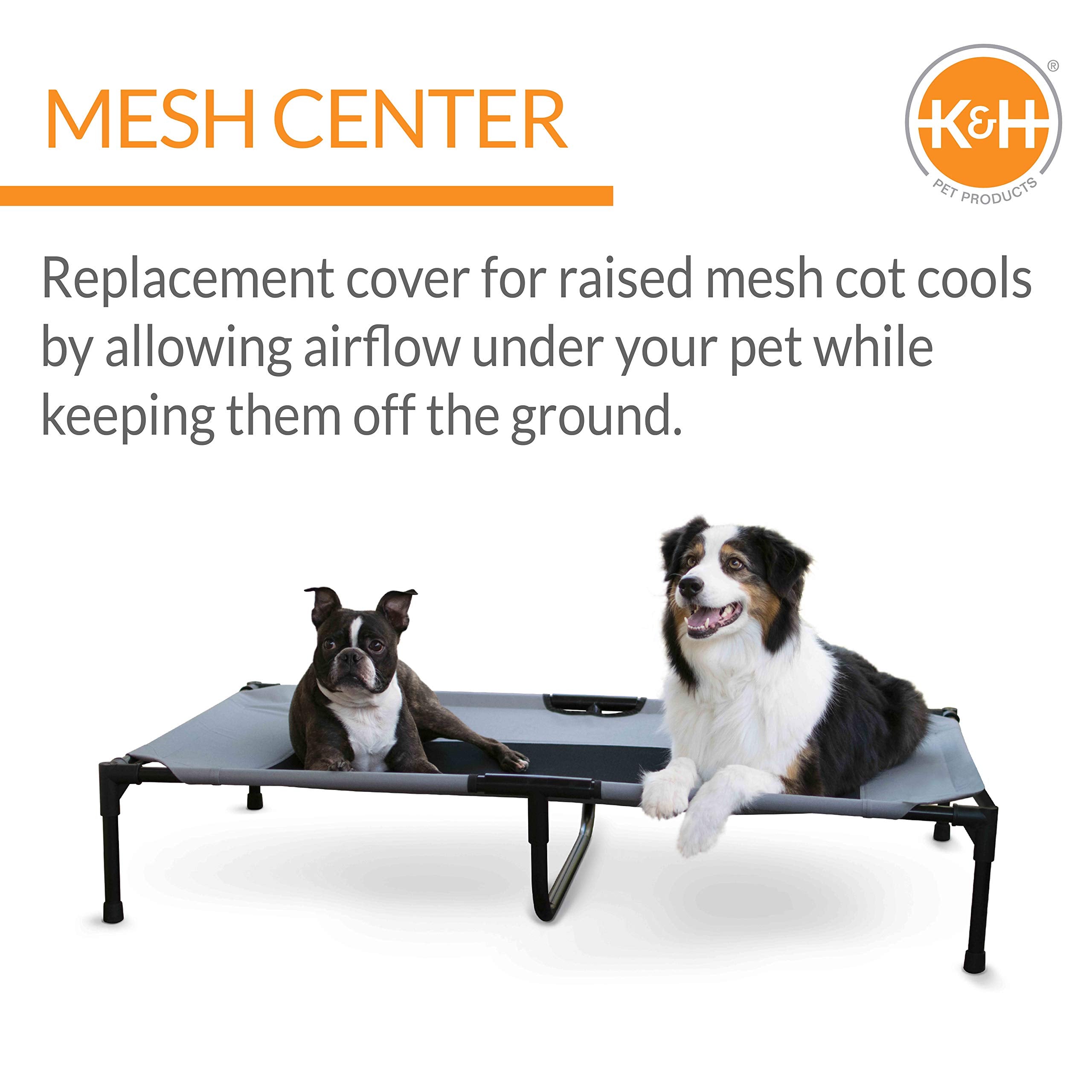 K&H Pet Products Dog Cot Replacement Cover, Designed To Fit K&H Xl Pet Cots (Sold Separately), Indoor Outdoor, Breathable Cooling Mesh Center, Machine Washable - Extra-Large 50 X 32In Gray