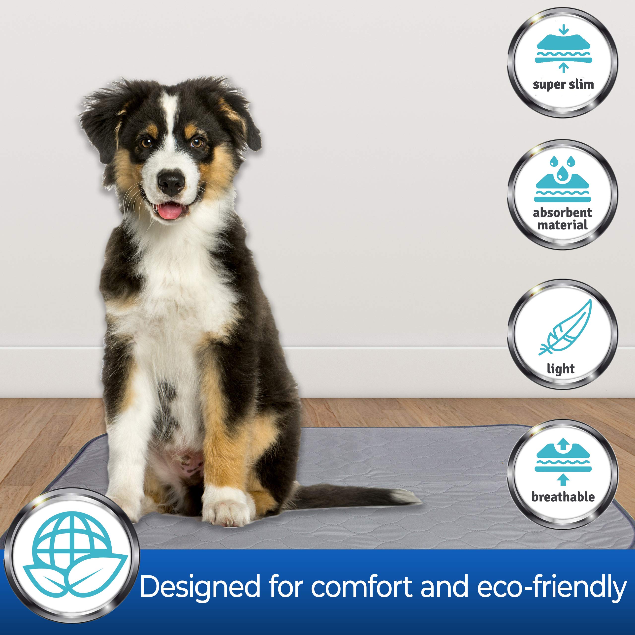 Pet Magasin Highly Absorbent Reusable Washable Pet Training Pads with Waterproof Bottom (Pack of 3) Grey Fit Standard Cage, M 33