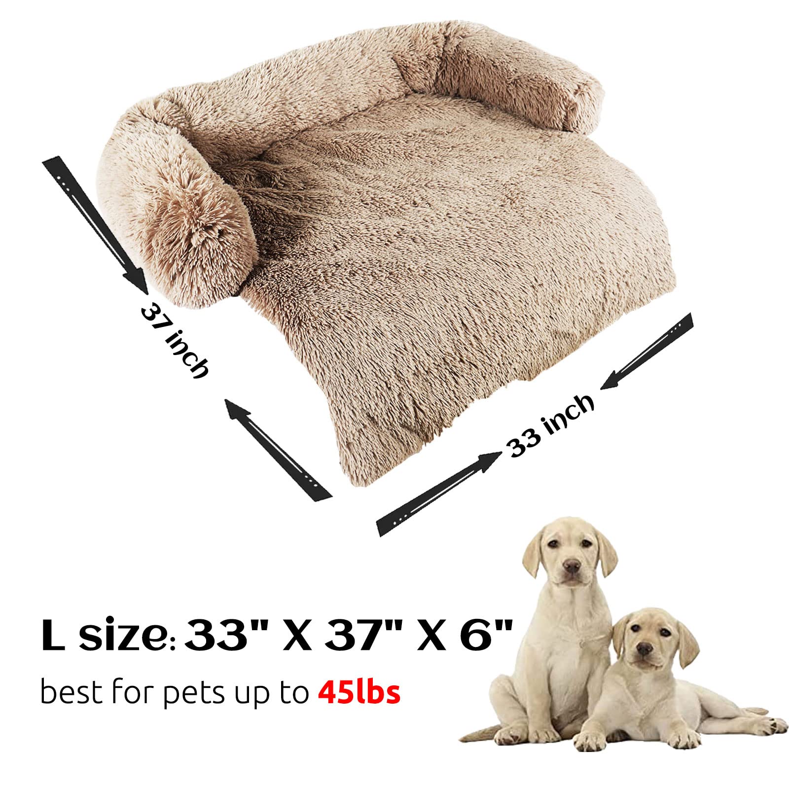 HACHIKITTY Calming Pet Sofa Bed Mat, Washable Plush Couch Cover, Furniture Protector for Dogs and Cats, Fluffy Dog Couch Bed wit