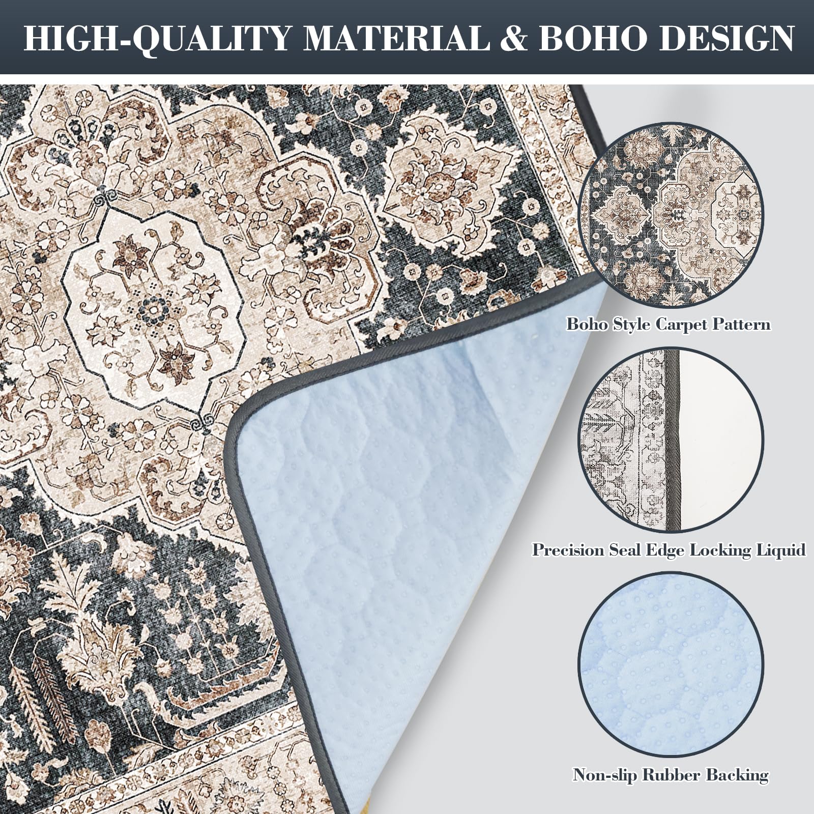 Non-Slip Dog Washable Pee Pad Extra Large 72'' X 72'', Boho Rusable Pee Pad For Dogs, Pet Training Pad For Playpen Mat, Waterpro