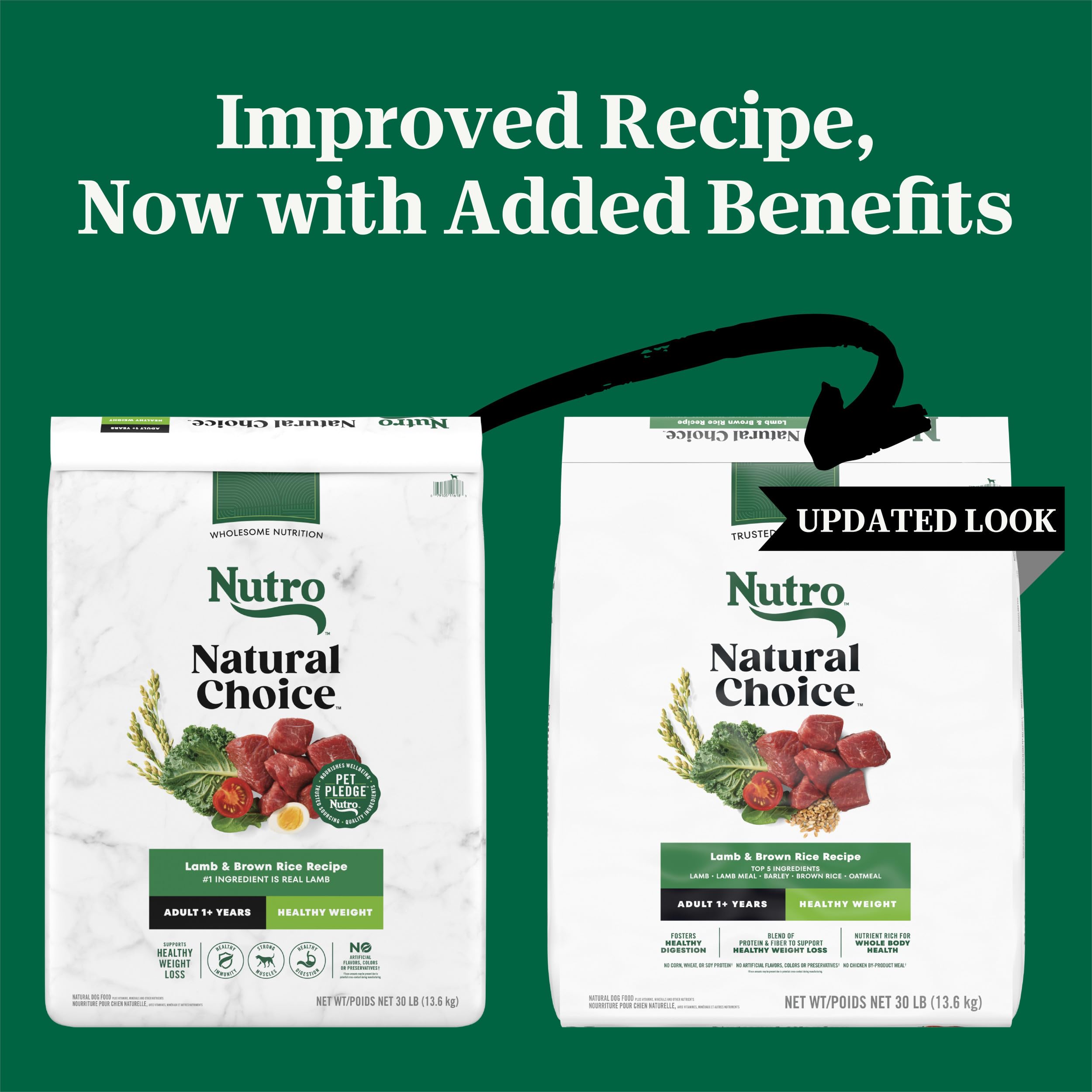 Nutro Natural Choice Adult Healthy Weight Dry Dog Food, Lamb and Brown Rice Recipe, 30 lbs.