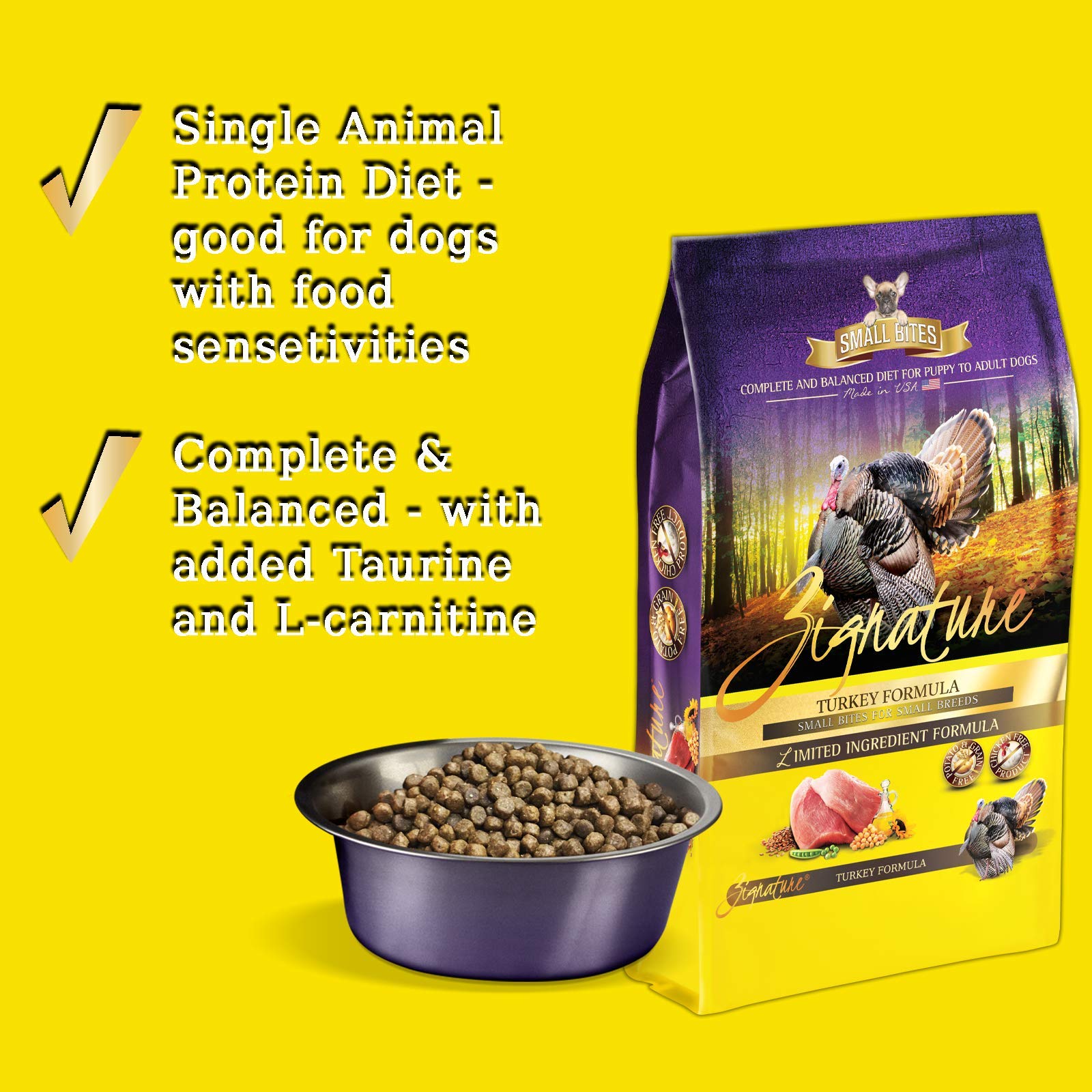 Zignature Turkey Limited Ingredient Formula Small Bites Dry Dog Food 4lb