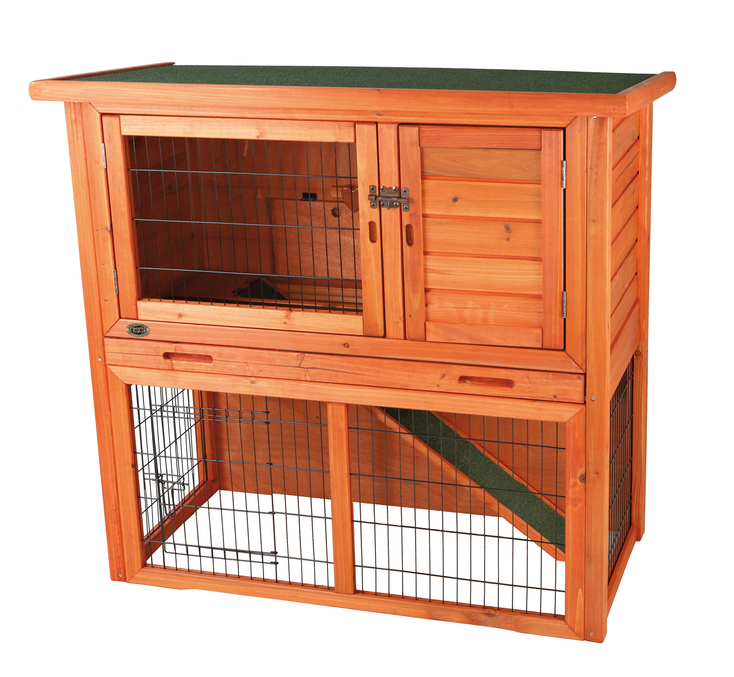 Rabbit Hutch With Sloped Roof (M), Glazed Pine