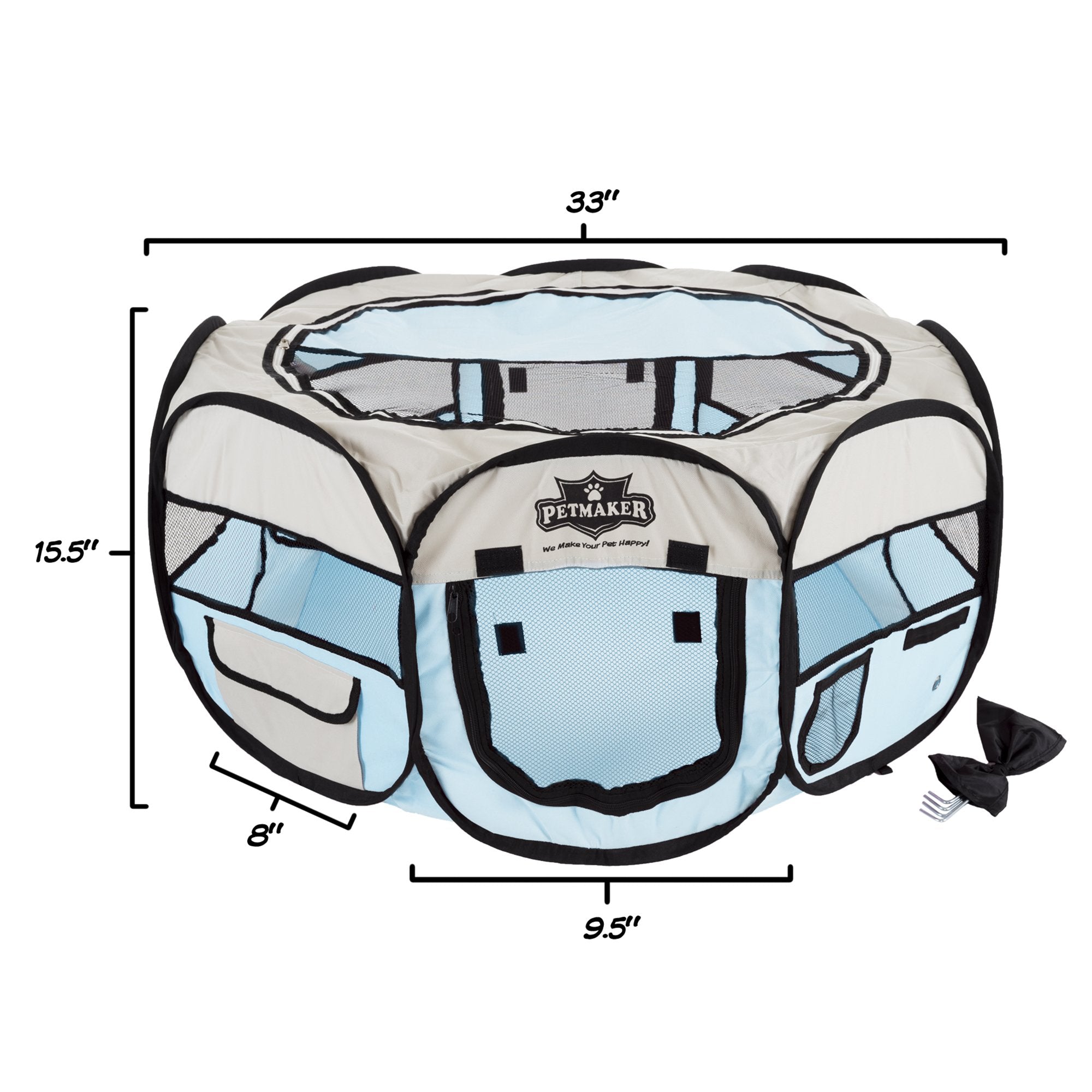 Pet Playpen - 33X15 Pop-Up Dog Kennel With Carry Bag - Portable Play Pen For Dogs, Cats, Rabbits, And Small Animals Up To 25Lbs