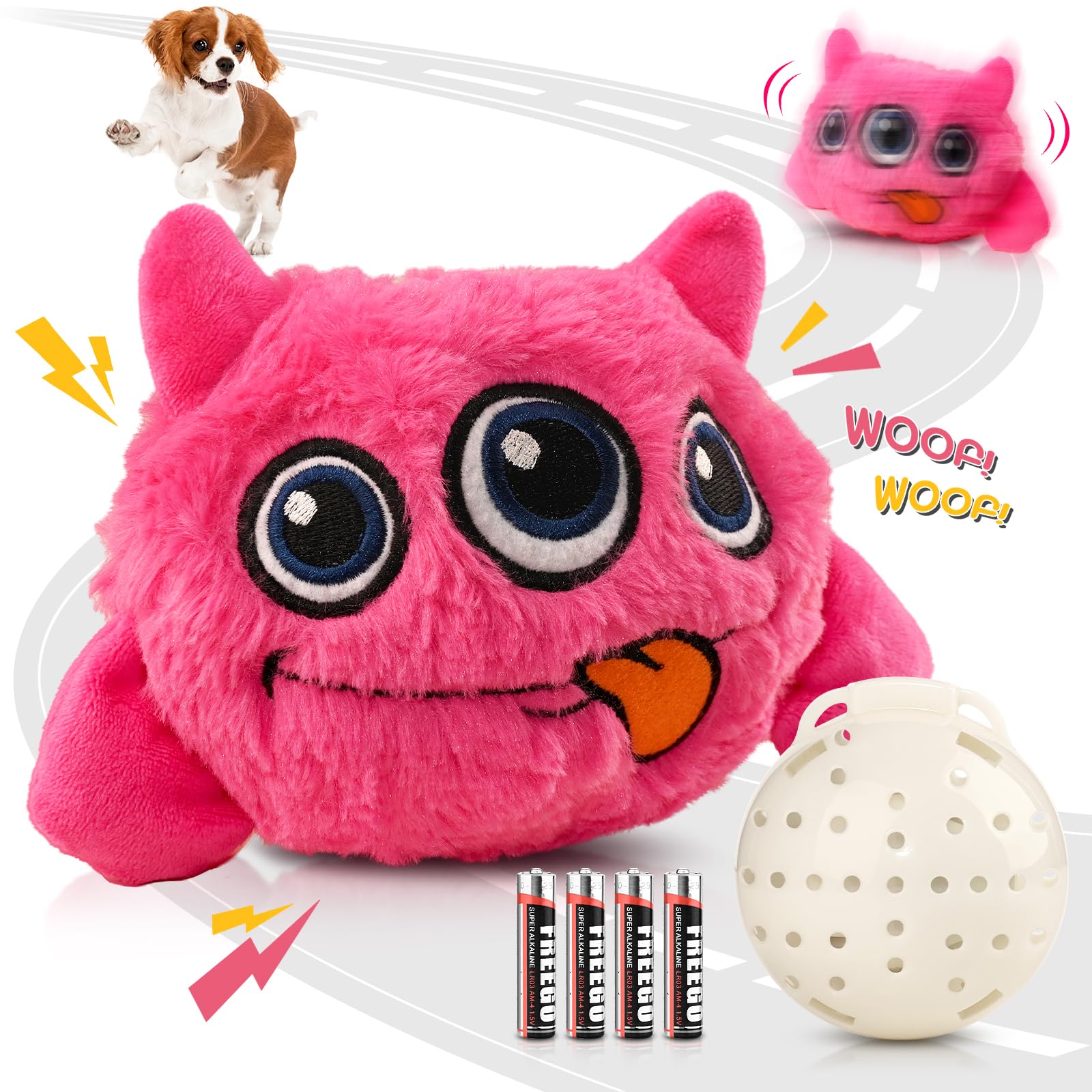 Petbobi Interactive Dog Toys for Boredom - Moving Dog Toy for Stimulating Play, Pet Plush Squeaky Ball for Small Medium Breeds w