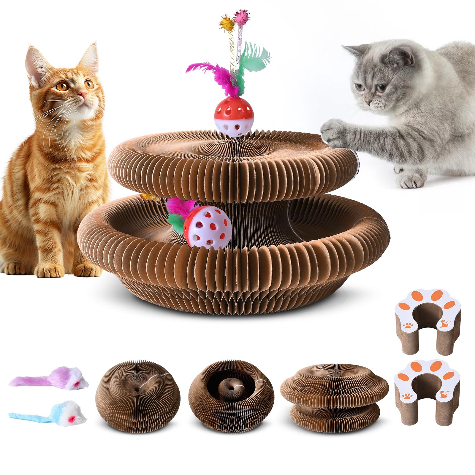 Glyvian Cat Toy 2 Pack Scratching Board Abrasion Resistant Recyclable Corrugated Cardboard Tunnel Foldable Cat Scratch Pad With 