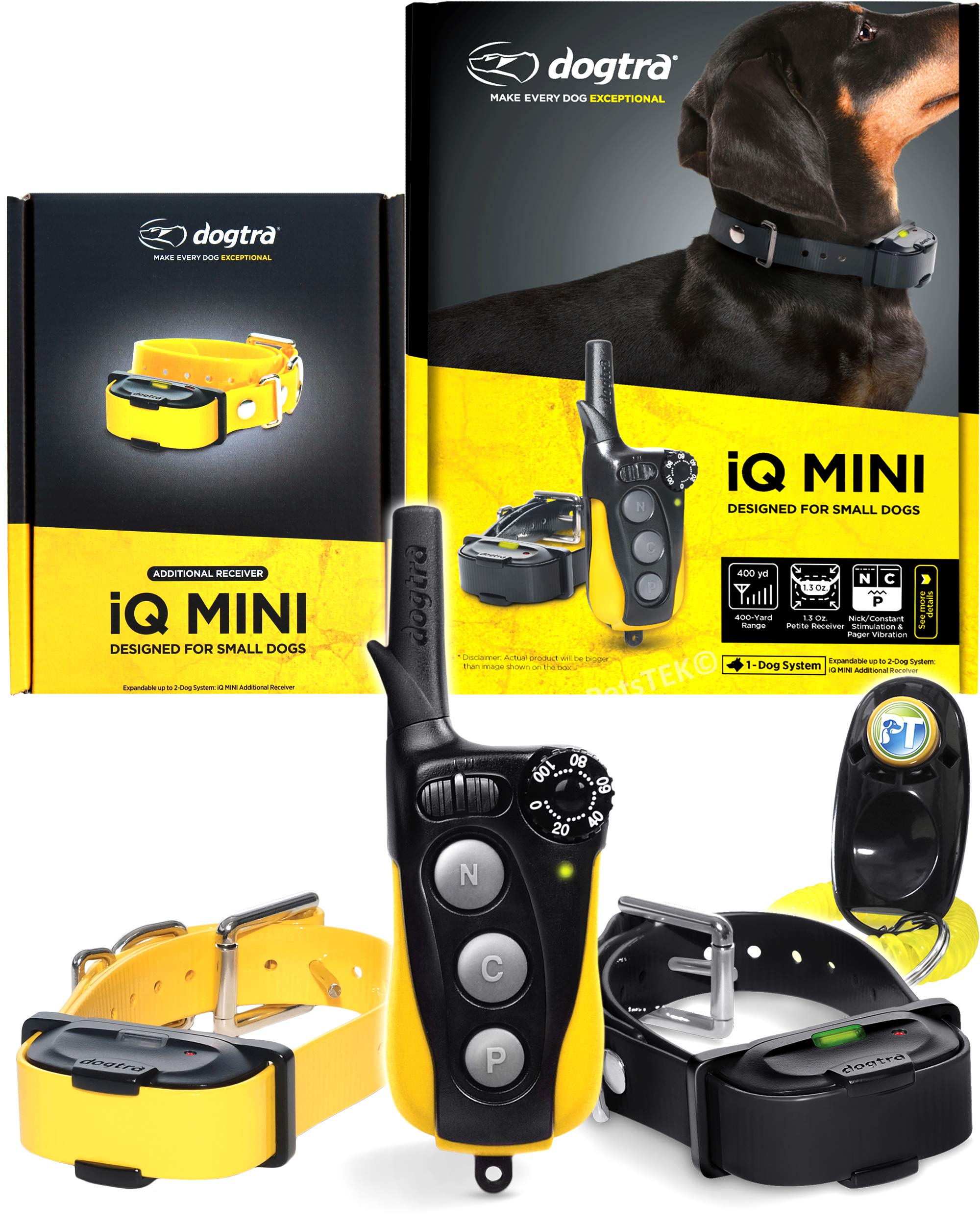 Dogtra Iq Mini 2-Dogs Remote Dog Training System For Smaller Dogs - 400 Yard Range Collar, Rechargeable Remote Trainer, Waterpro