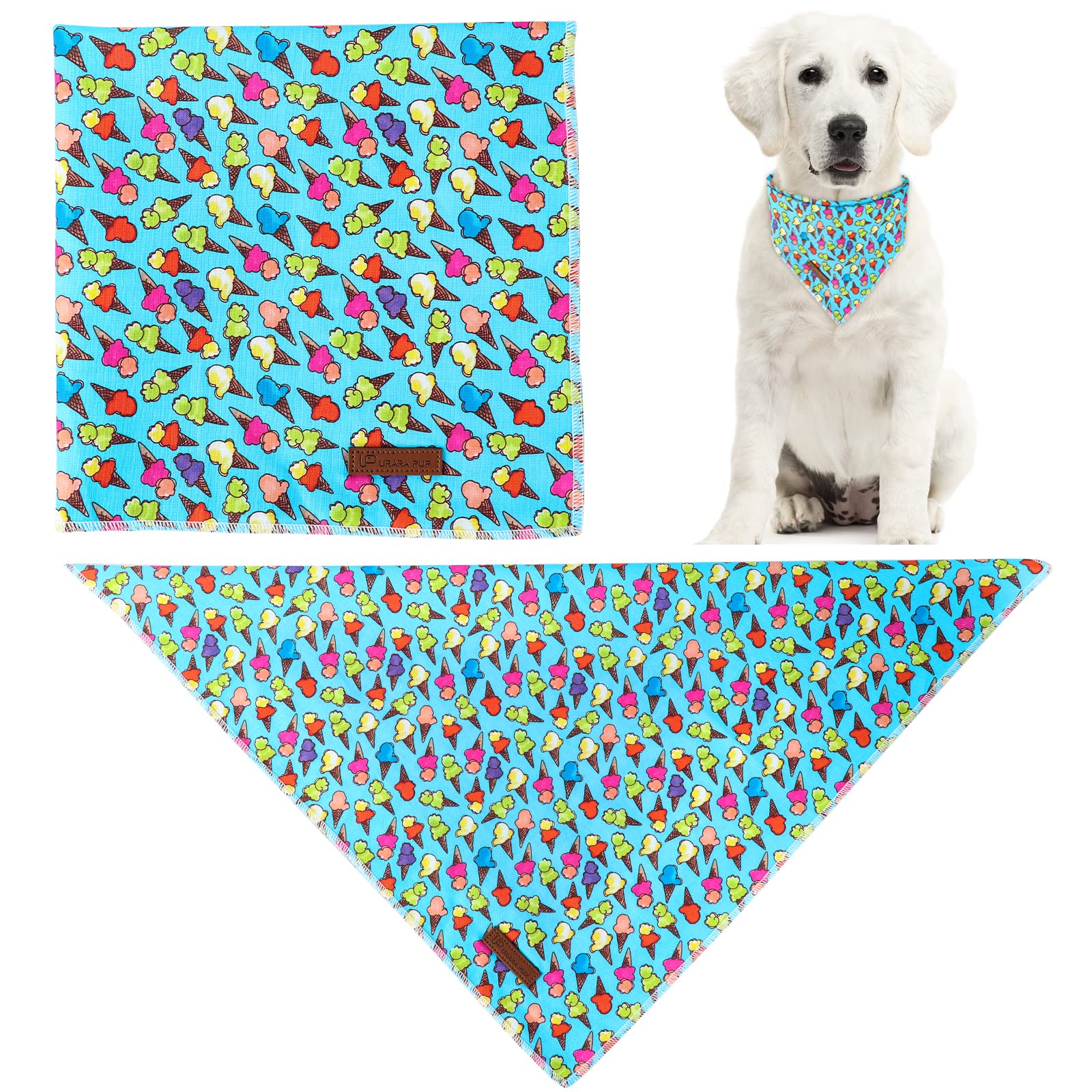 Up Urara Pup Summer Dog Bandana, Hawaii Bandana For Small Medium Dog, Cute Blue Puppy Bandana, Cotton Adorable Pet Triangle Bid